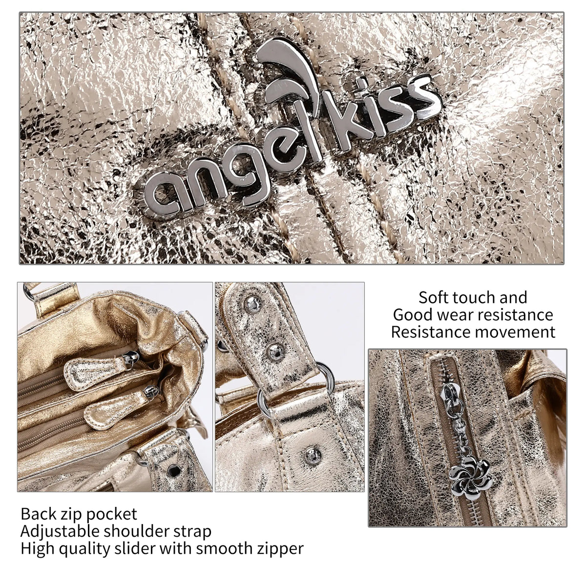 Multi-Zip Wide-Body Shoulder Bag with Adjustable Strap
