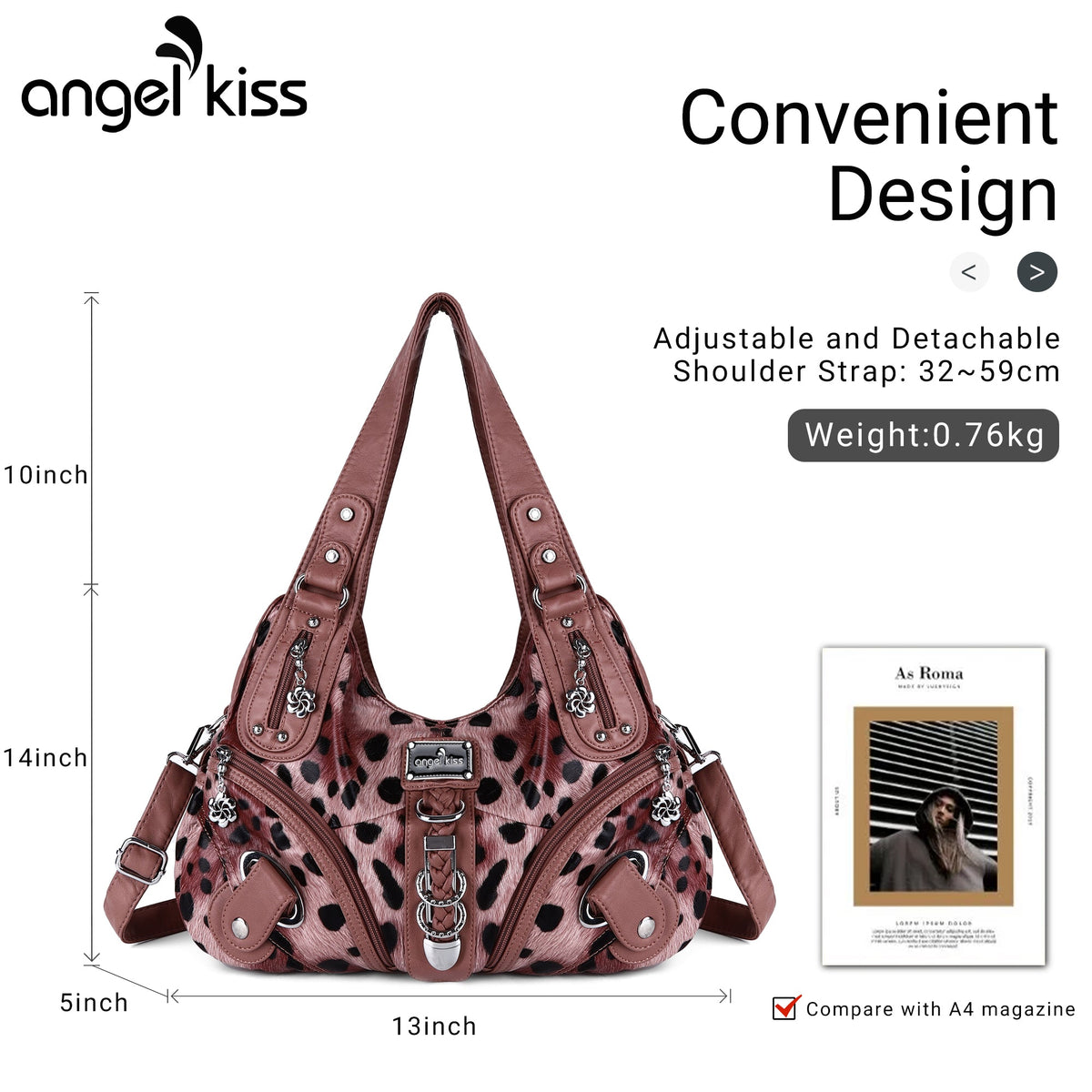 Large Capacity Multi-Functional Leopard Print Shoulder Bag