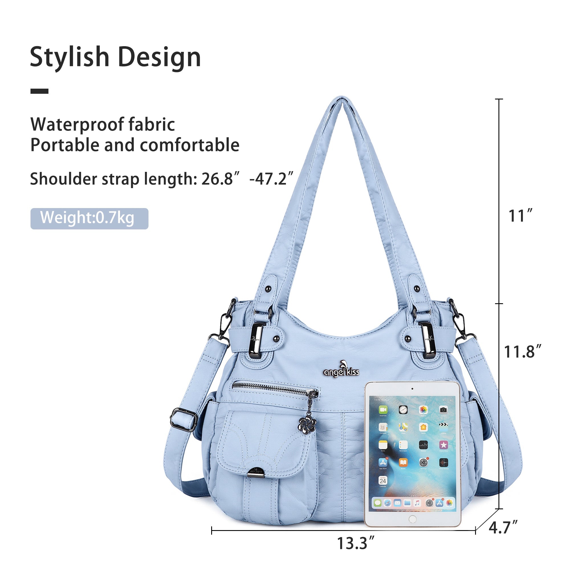 Textured Multi-Pocket Shoulder Bag