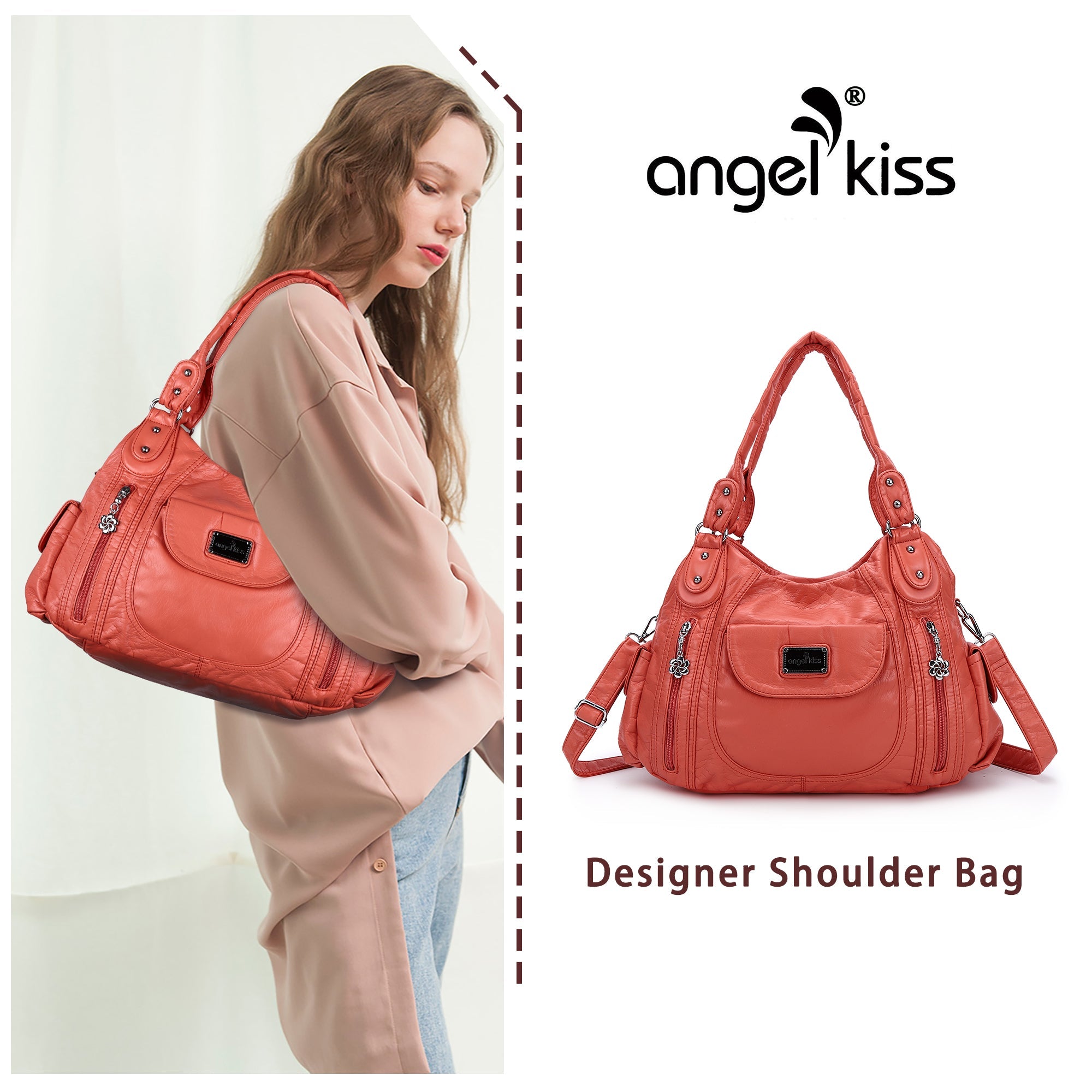 Women Handbag With High Quality Washed PU Multi Purpose Tote Bag