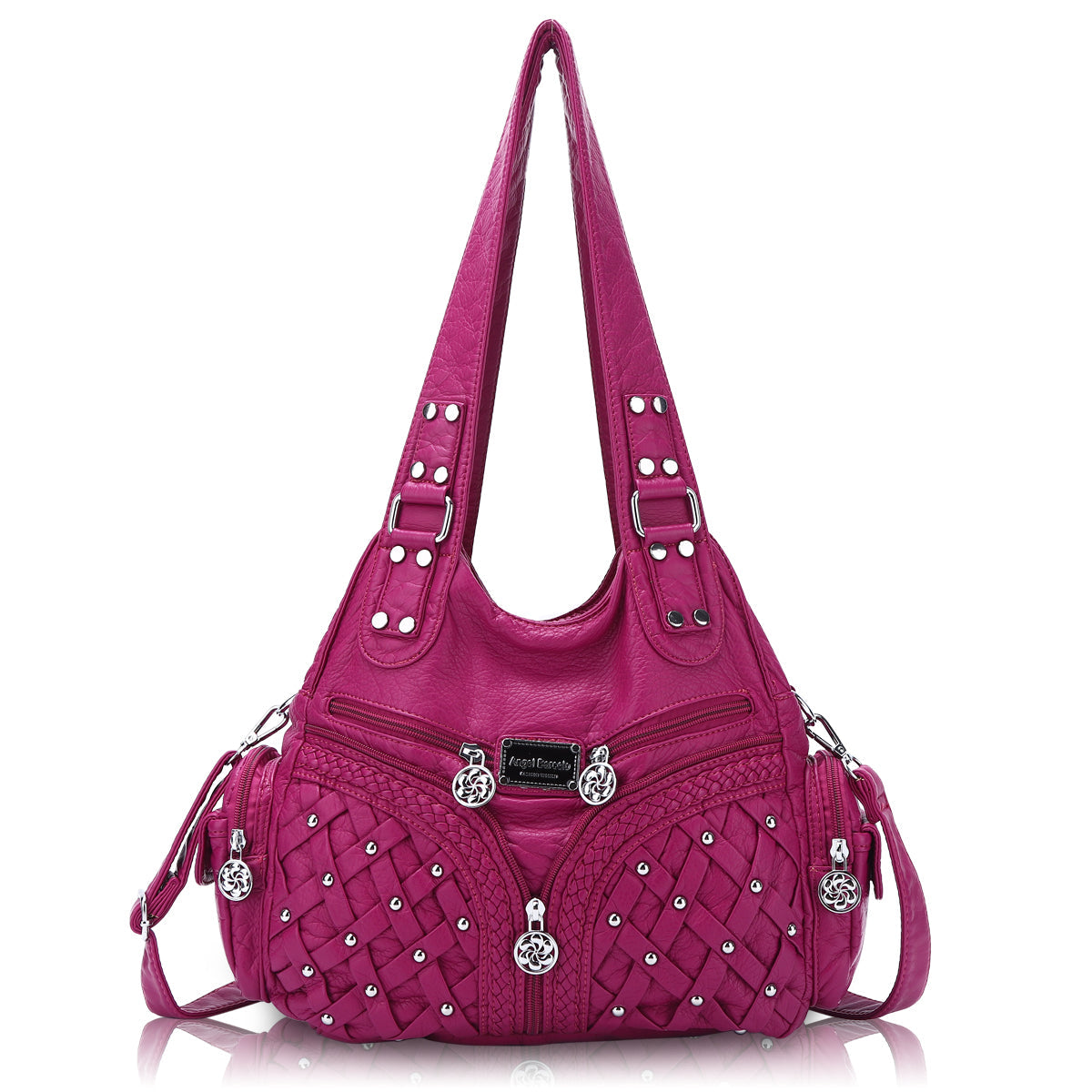 Women Large Capacity Hobo Handbag Washed PU Leather