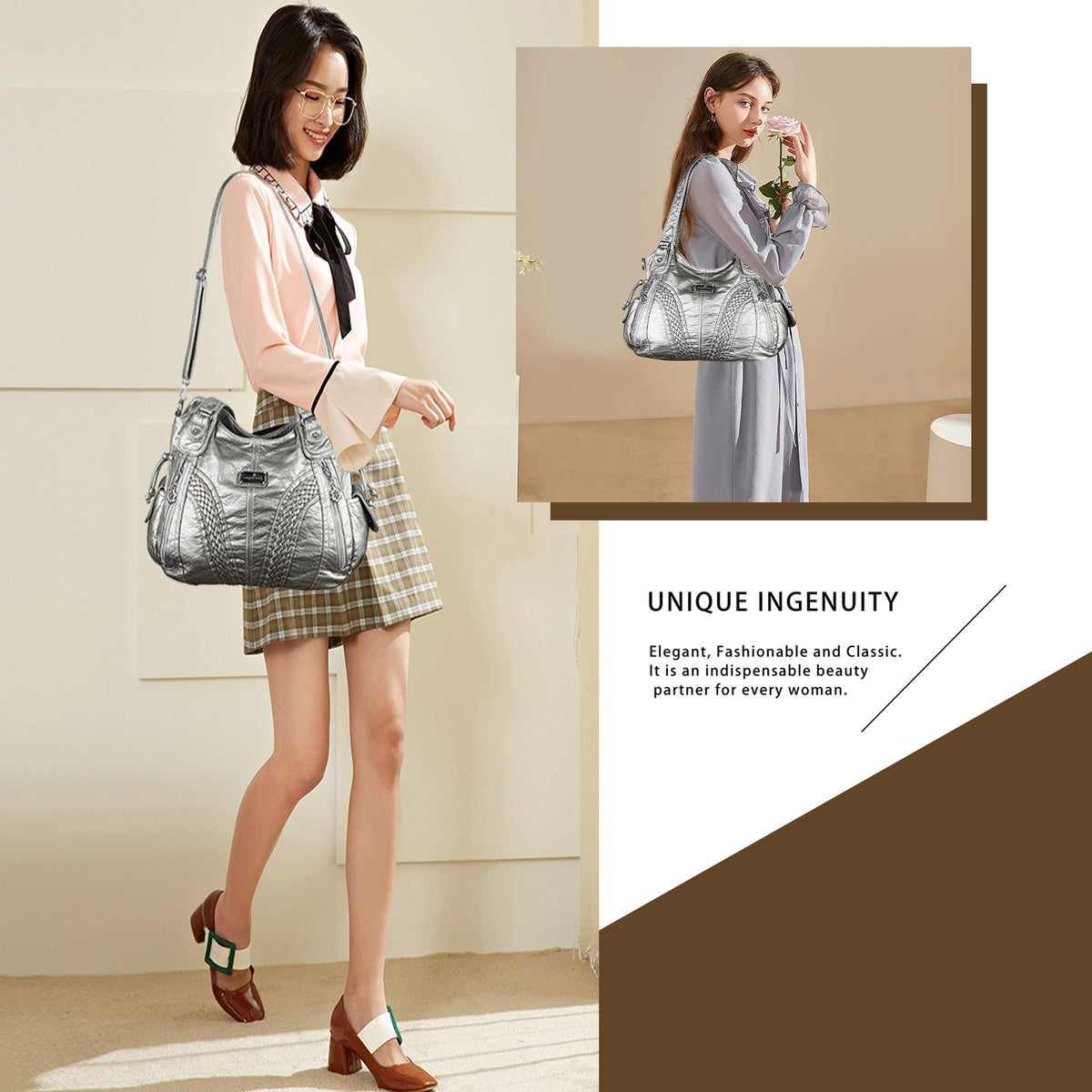 Washed Large Capacity Daily Women Waterproof Unique Hobo Handbag