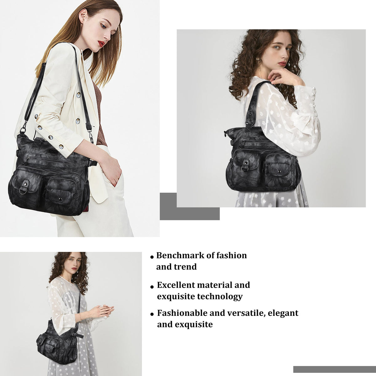 Large Muti-Pocket Women Tie-Dye Hobo Shoulder Bag