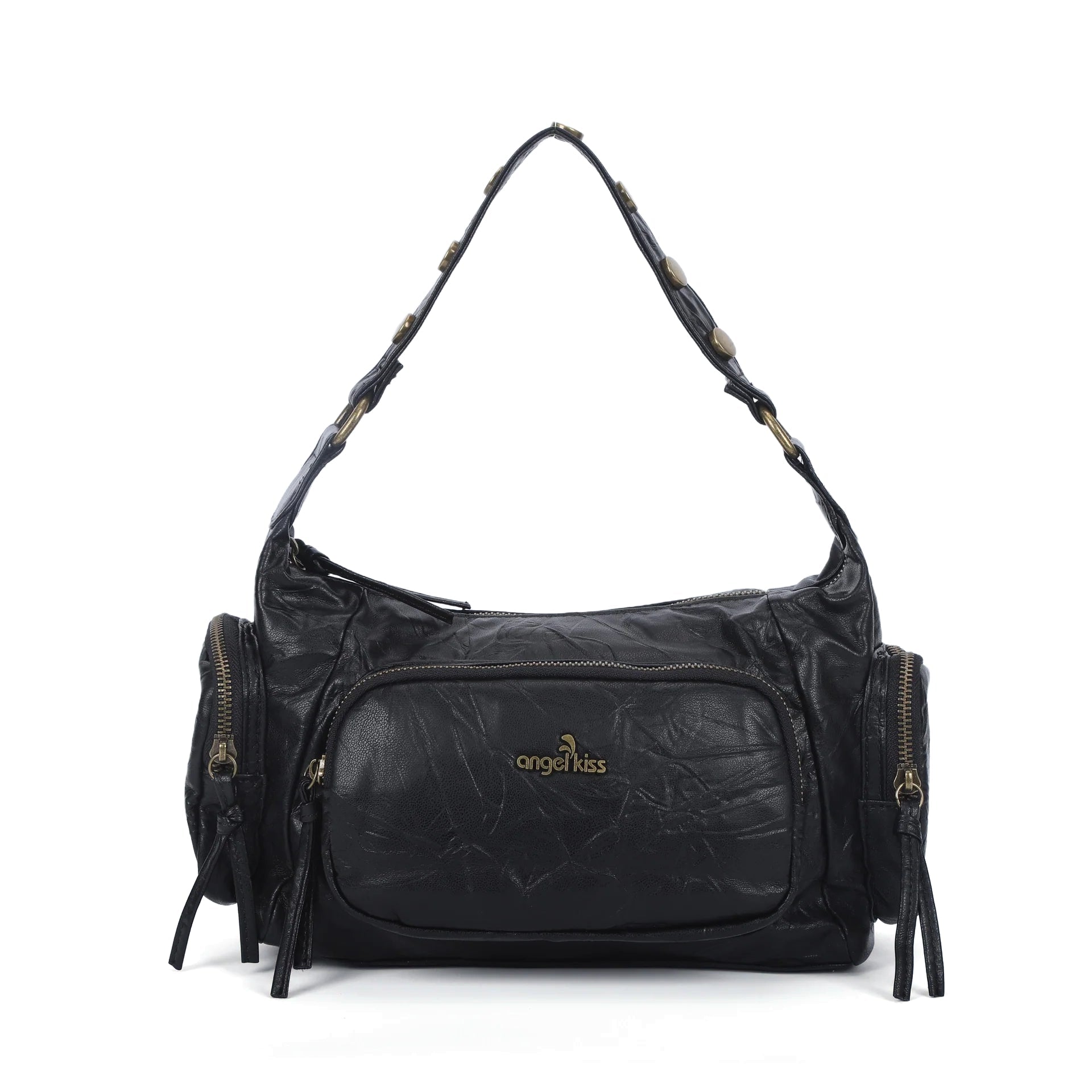 Vintage Washed Multi-Zip Women’s Shoulder Bag