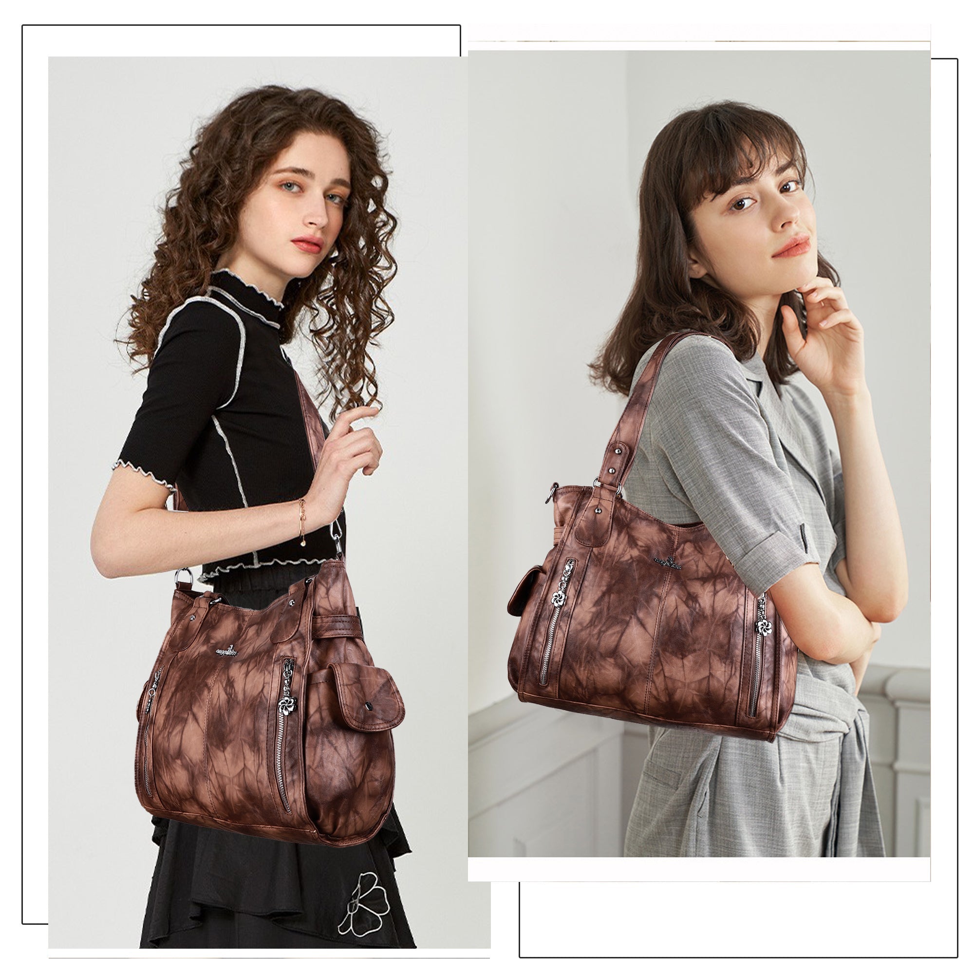 Large Tie-Dye Multi-Pocket Shoulder Bag