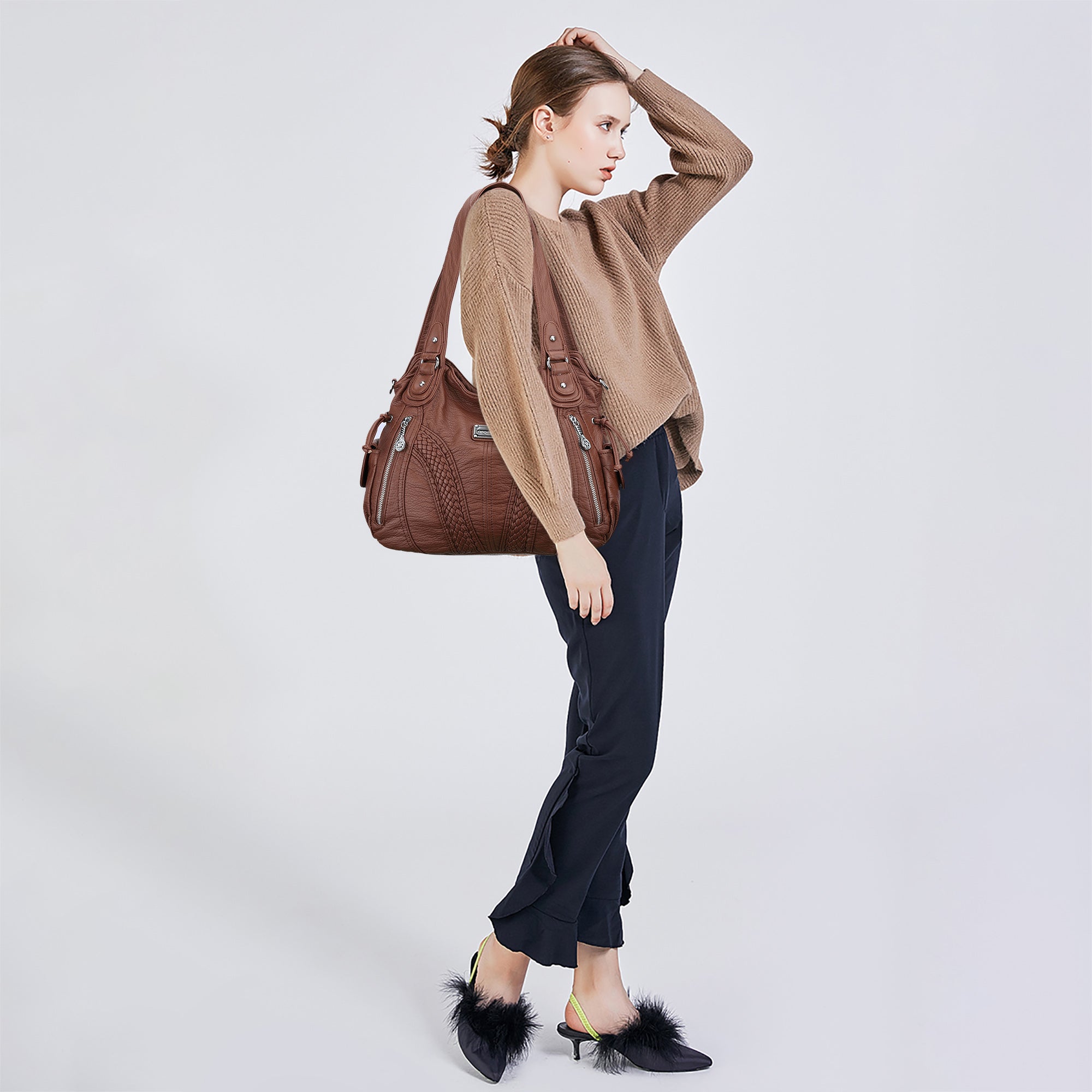 Washed Large Capacity Daily Women Waterproof Unique Hobo Handbag