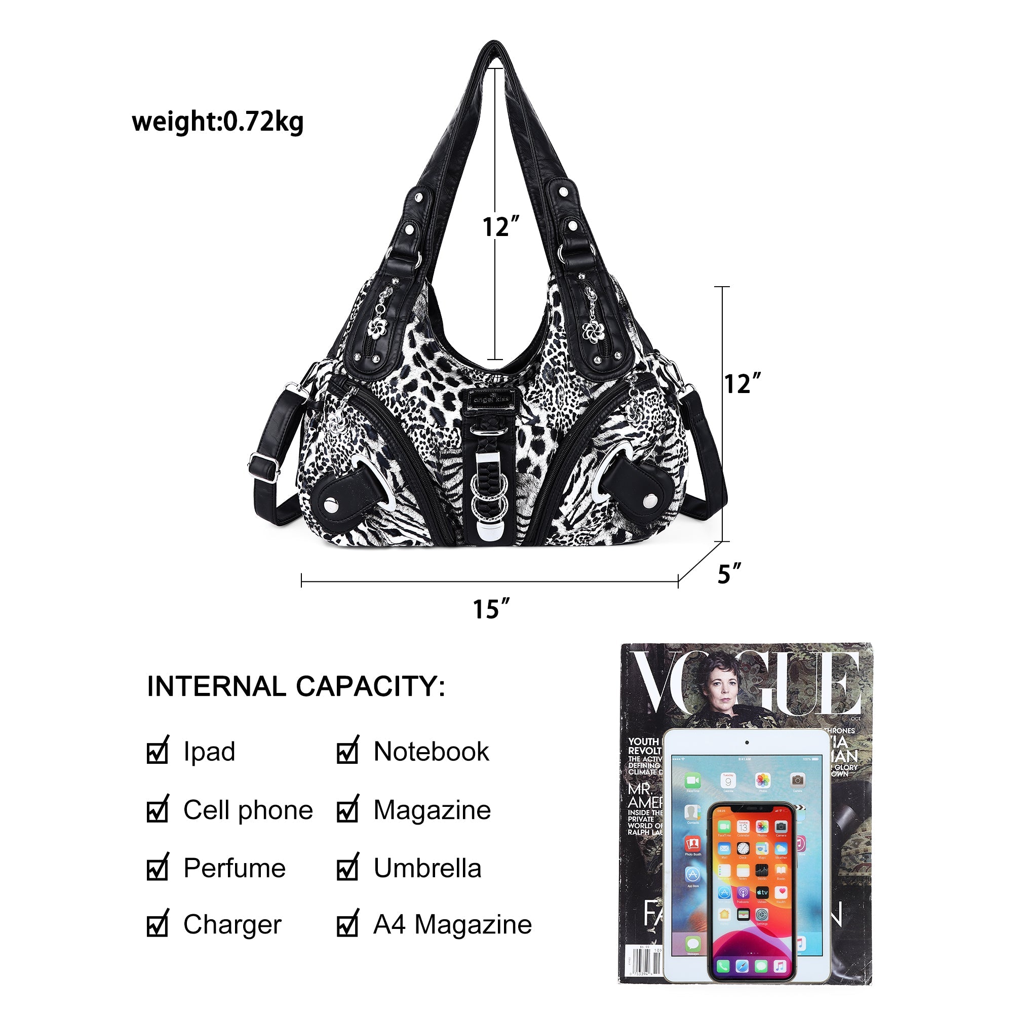 Large Capacity Multi-Functional Leopard Print Shoulder Bag
