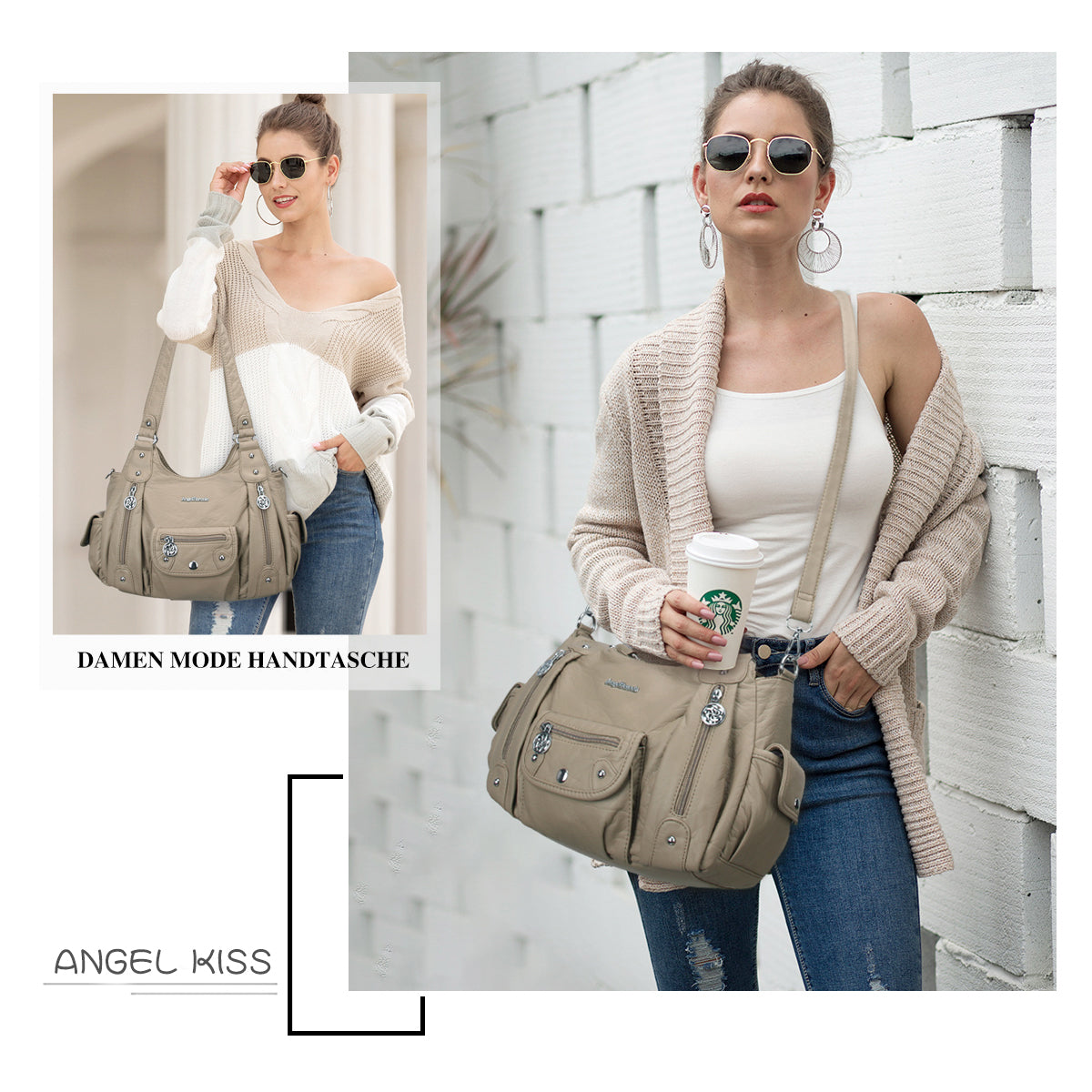 Vintage Old-Washed PU Leather Women’s Shoulder Tote Bag
