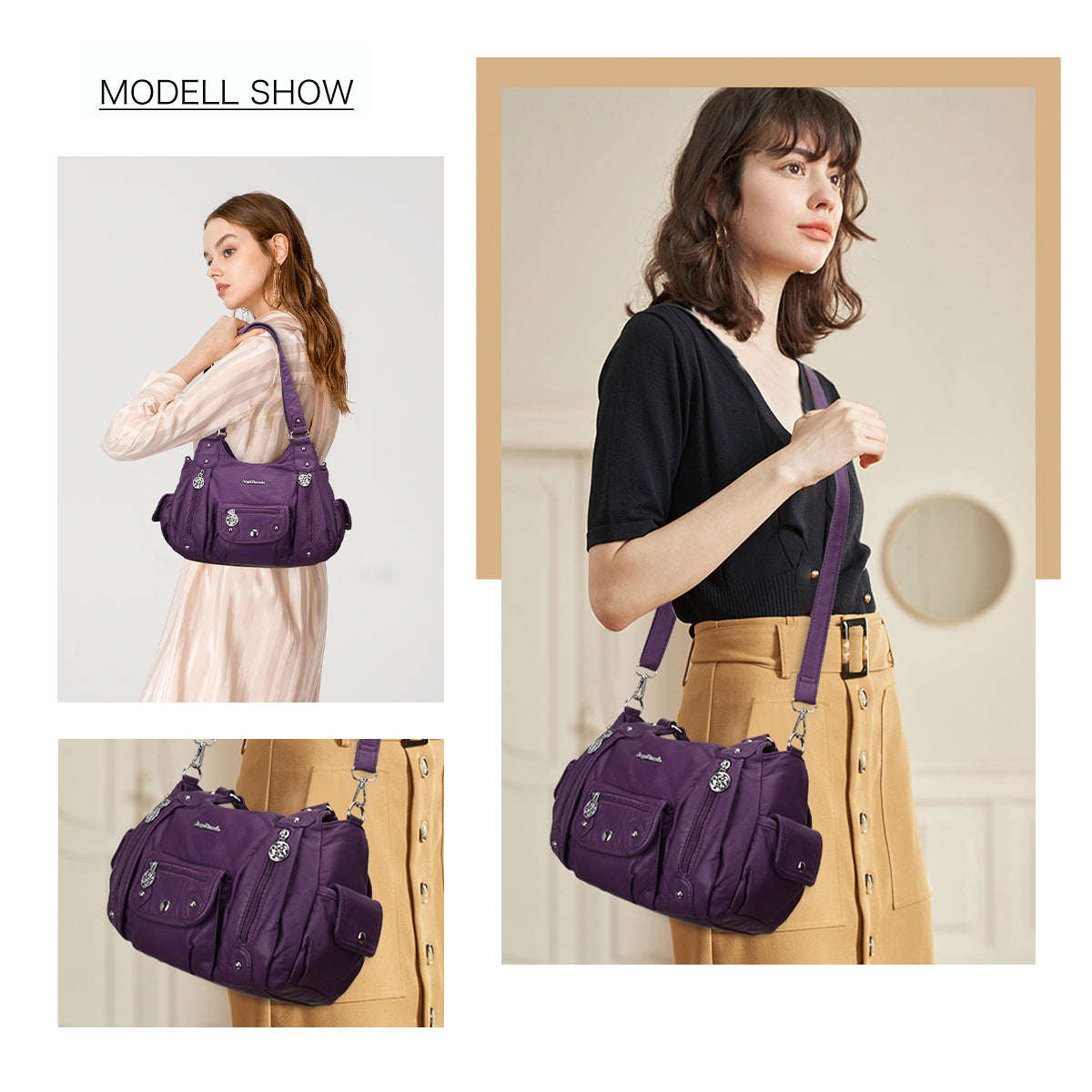 Vintage Old-Washed PU Leather Women’s Shoulder Tote Bag