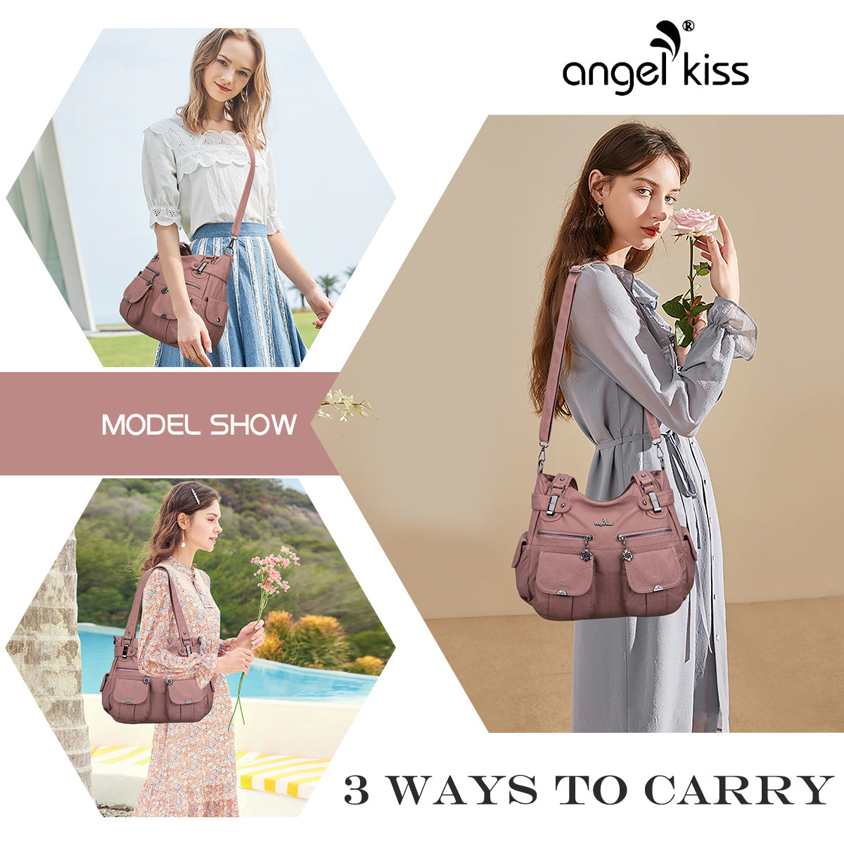 Textured Multi-Pocket Shoulder Bag