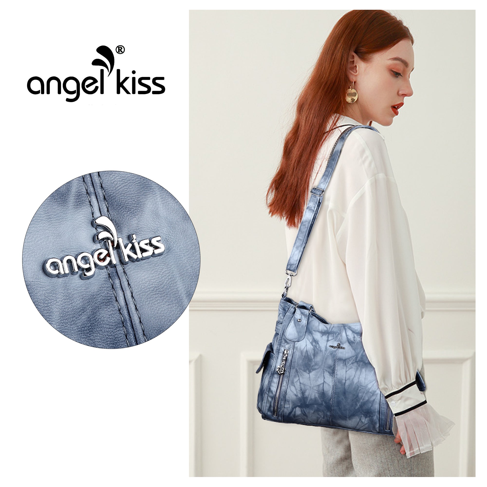 Large Tie-Dye Multi-Pocket Shoulder Bag