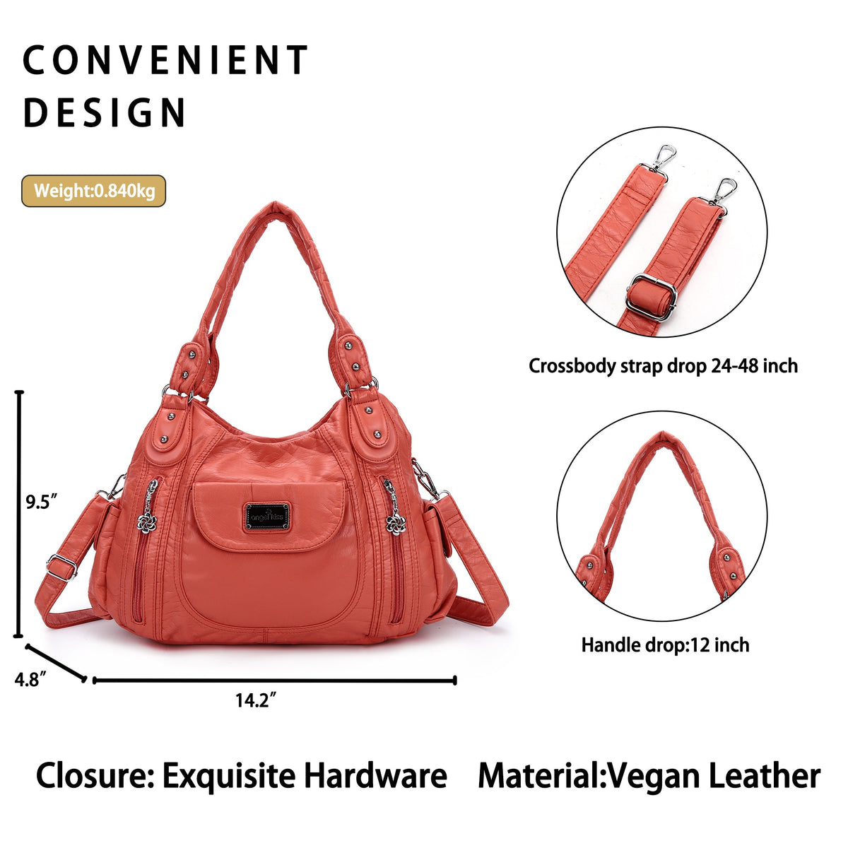 Women Handbag With High Quality Washed PU Multi Purpose Tote Bag