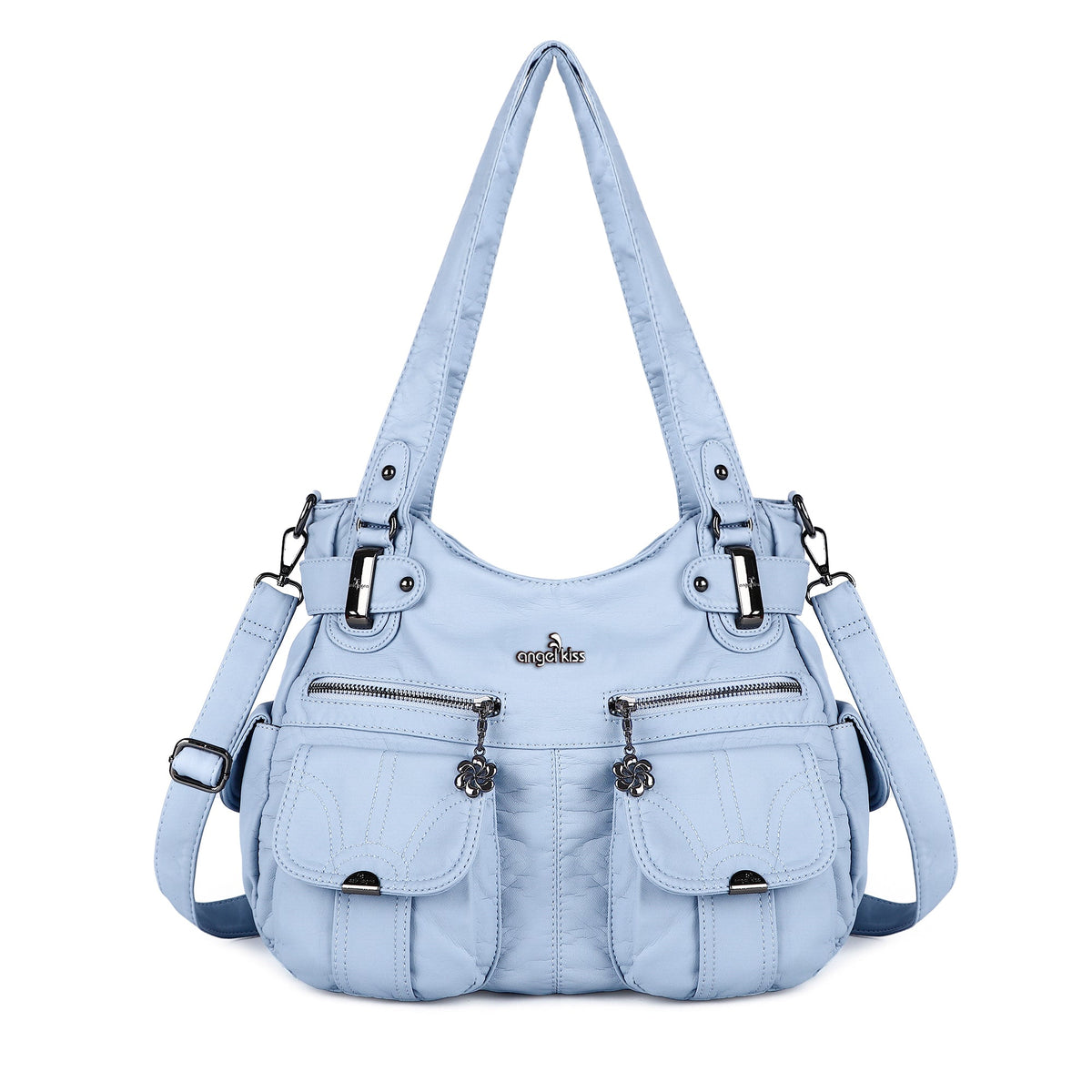 Textured Multi-Pocket Shoulder Bag