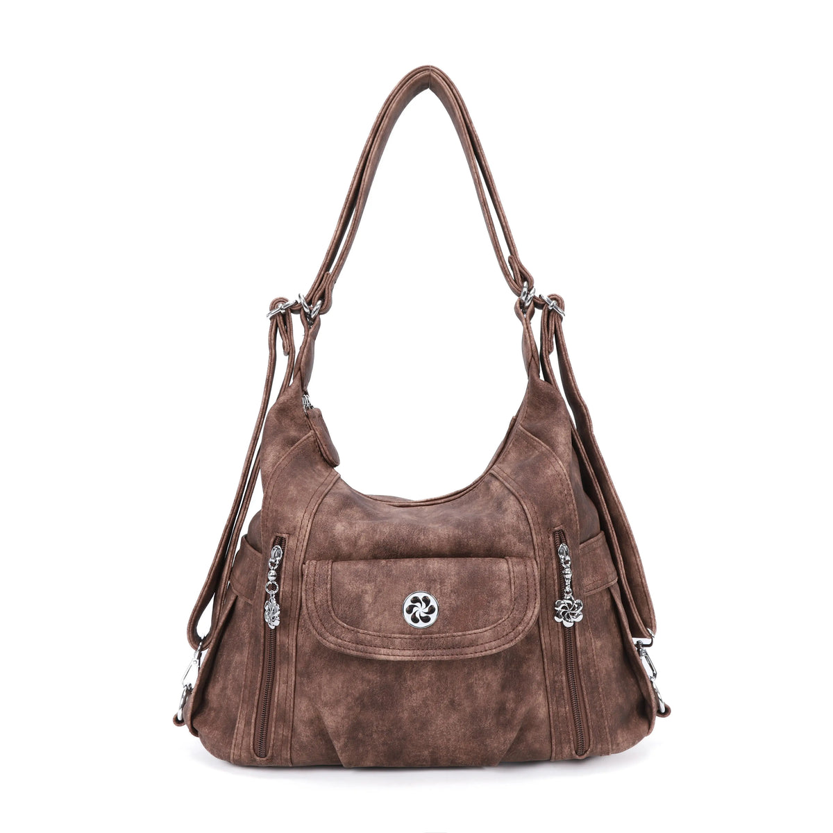 Washed-Effect Tie-Dye Hobo Shoulder Bag