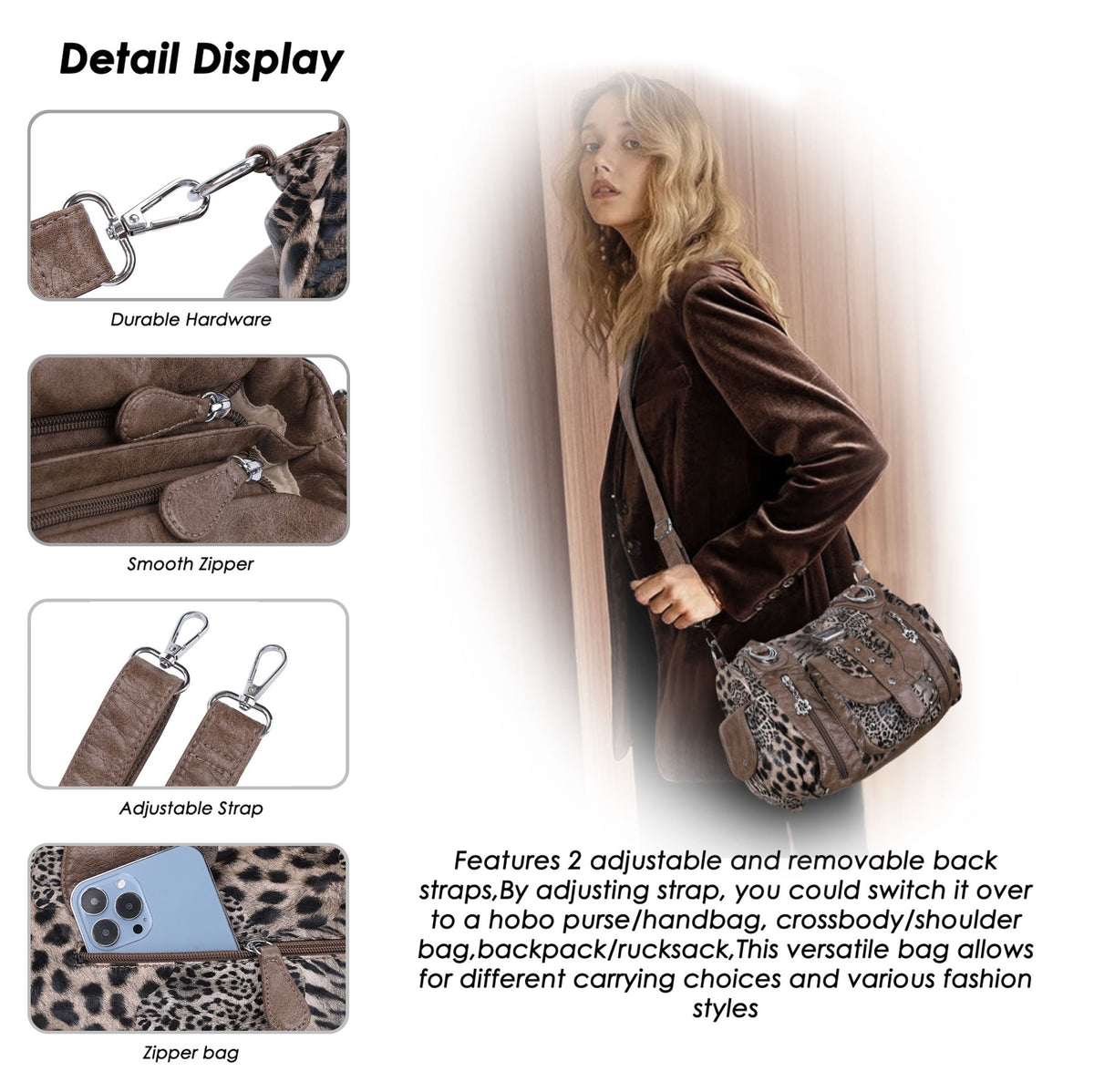 Retro Leopard Print Spacious Wandering Tote Bag