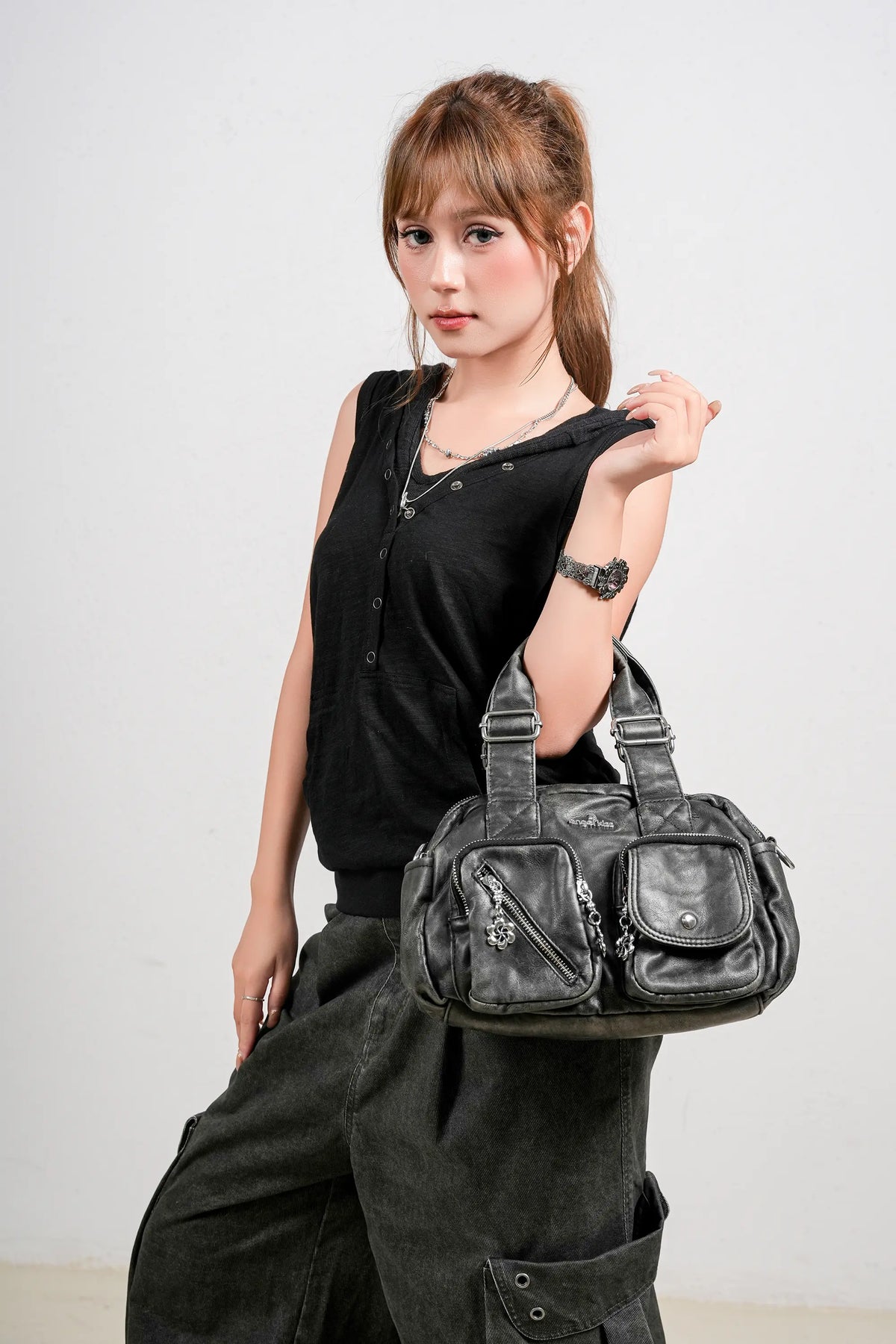Vintage Green Handbag & Wallet Set｜Large Capacity Tote for Women