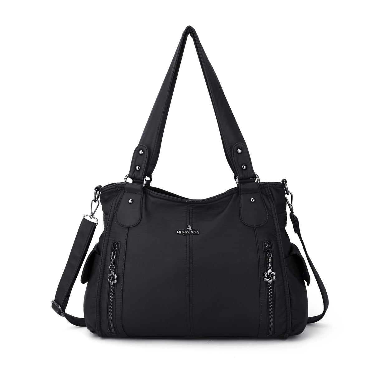 Large Multi-Pocket Shoulder Bag with Adjustable Strap
