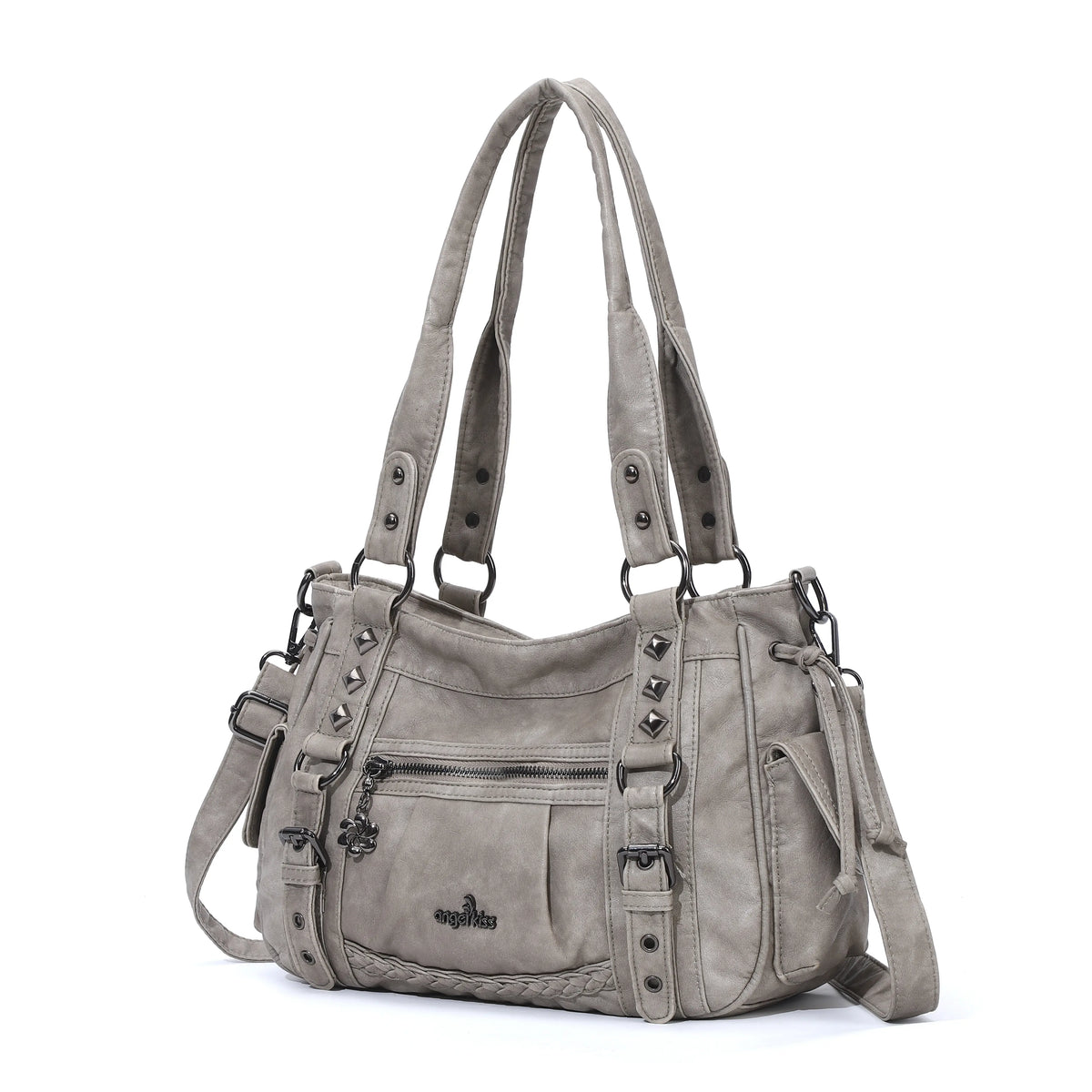 Vintage Studded Vegan Leather Everyday Bag | Custom Hardware