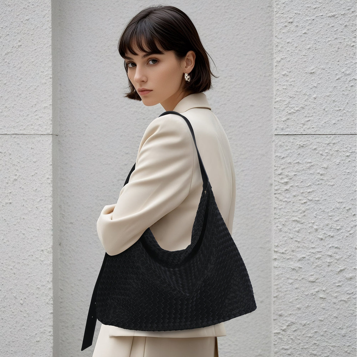 Angel Kiss vintage woven bag women's tote bag