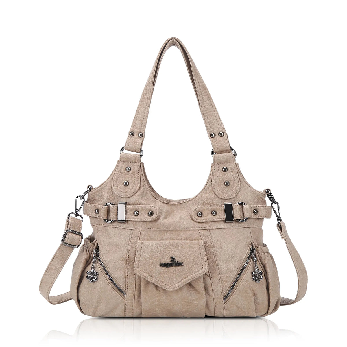 Multi-Pocket Vegan Leather Tote Crossbody Bag | 5 Colors Available