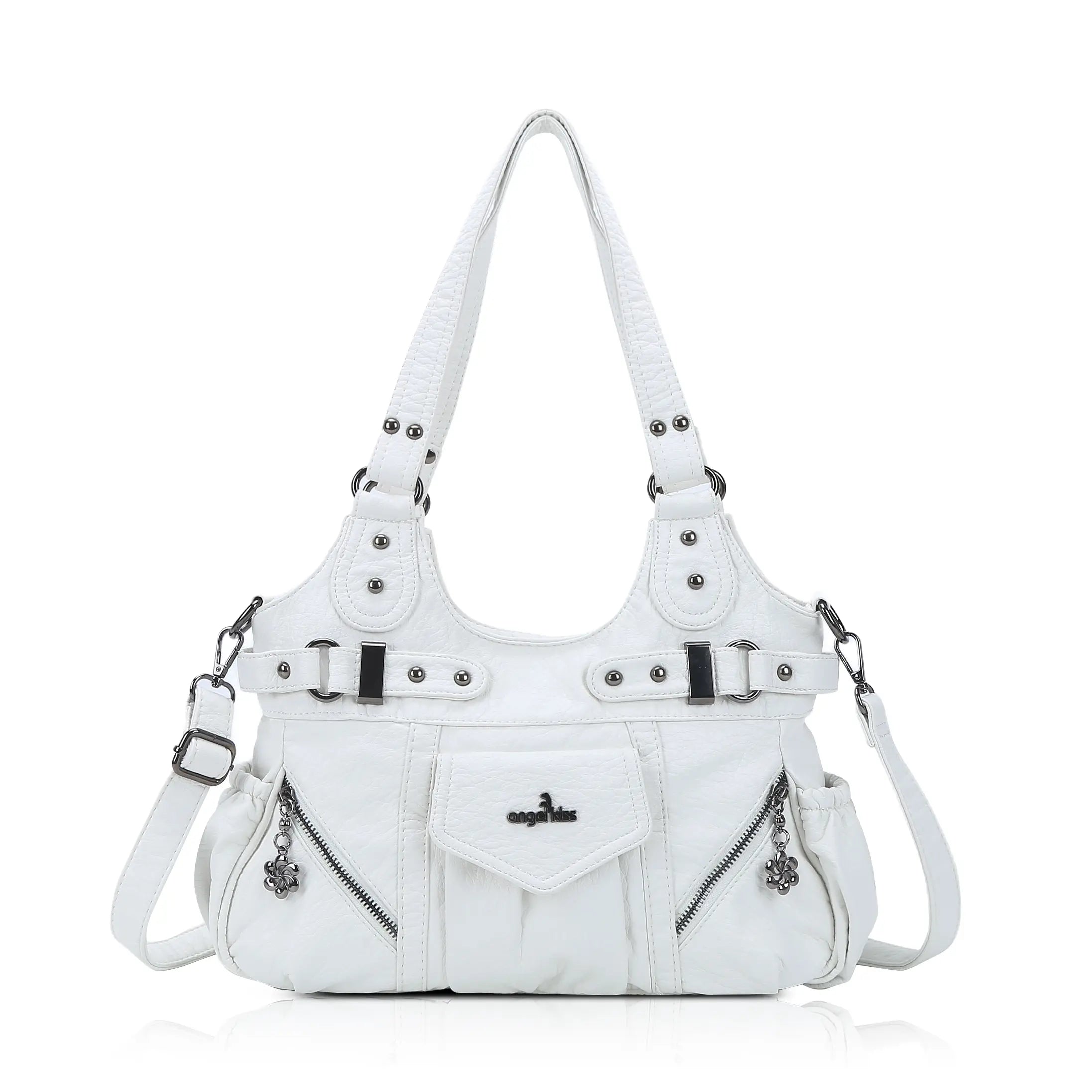 Multi-Pocket Vegan Leather Tote Crossbody Bag | 5 Colors Available