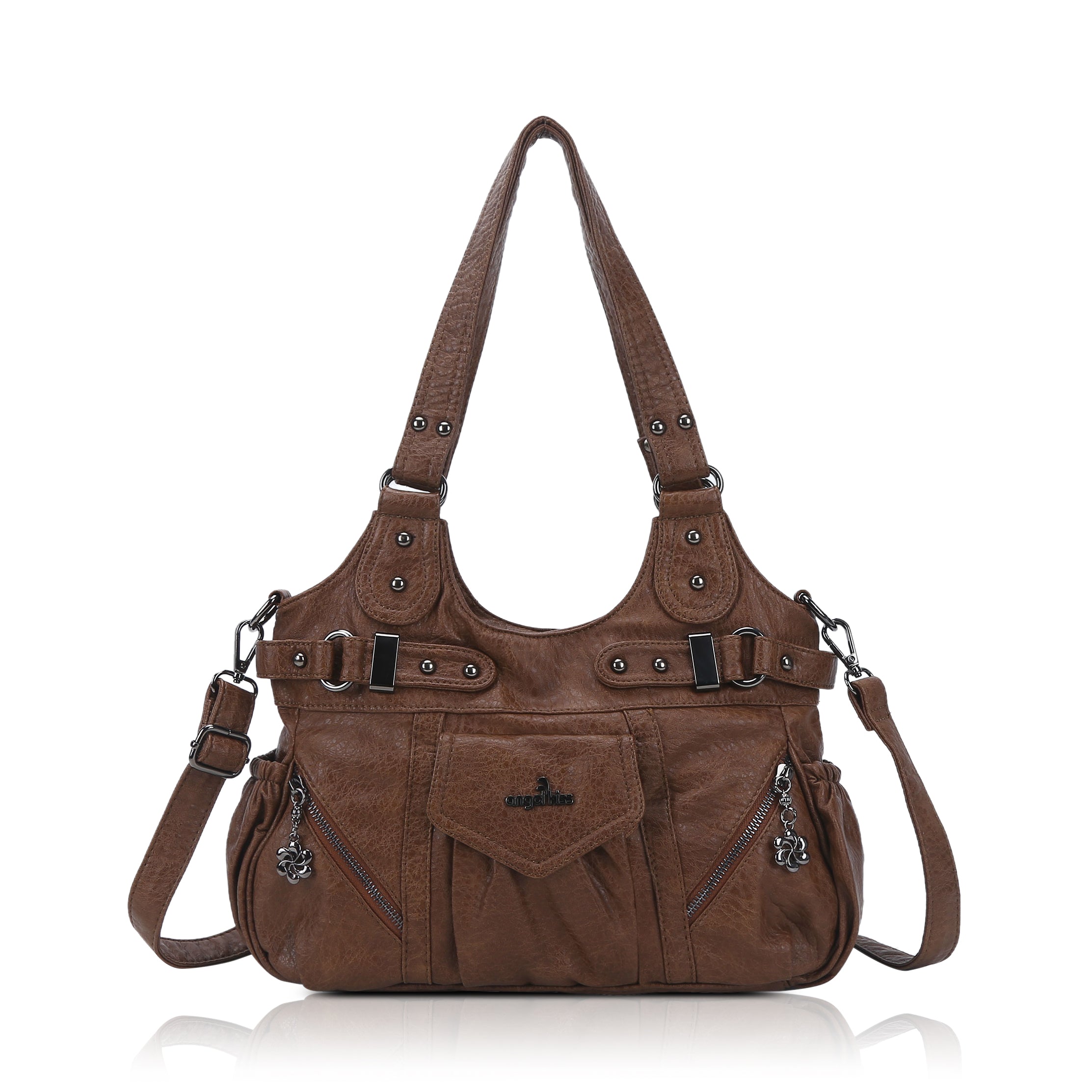 Multi-Pocket Vegan Leather Tote Crossbody Bag | 5 Colors Available