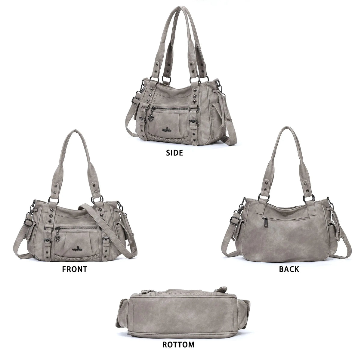 Vintage Studded Vegan Leather Everyday Bag | Custom Hardware