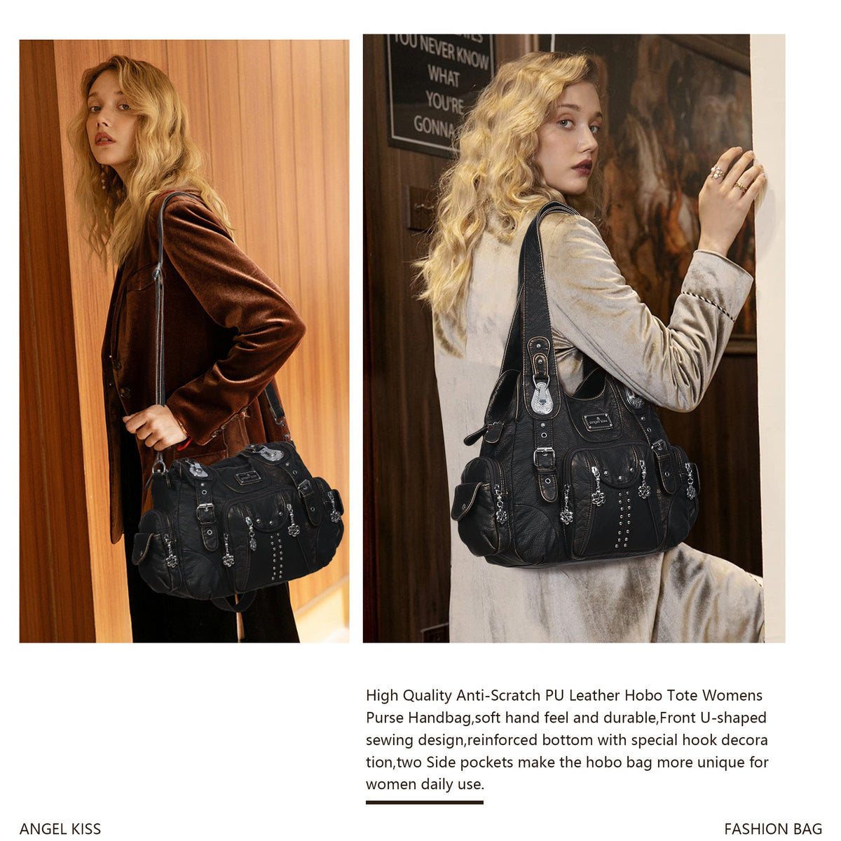Structured Eco-Friendly Shoulder & Crossbody Bag with Multi-Pockets