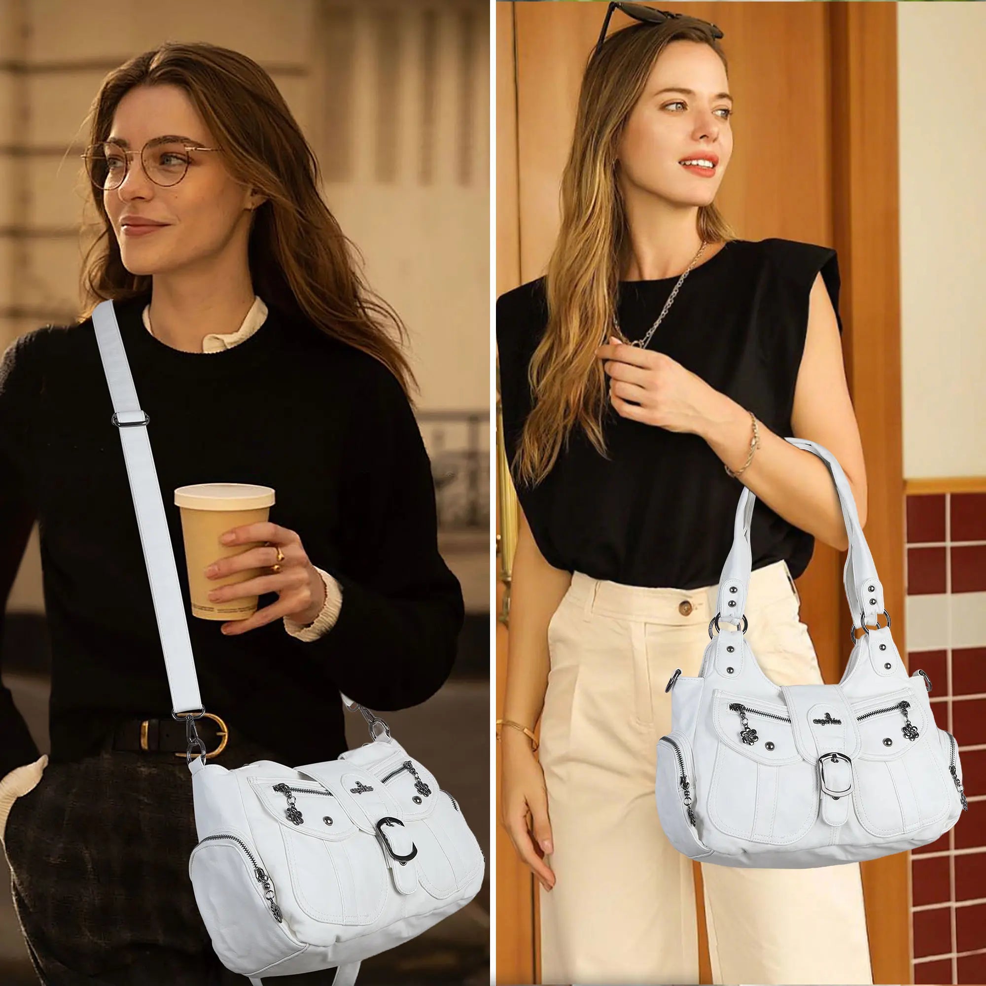 Women's Retro Fashion Multi-compartment Large Capacity Hobo Bag