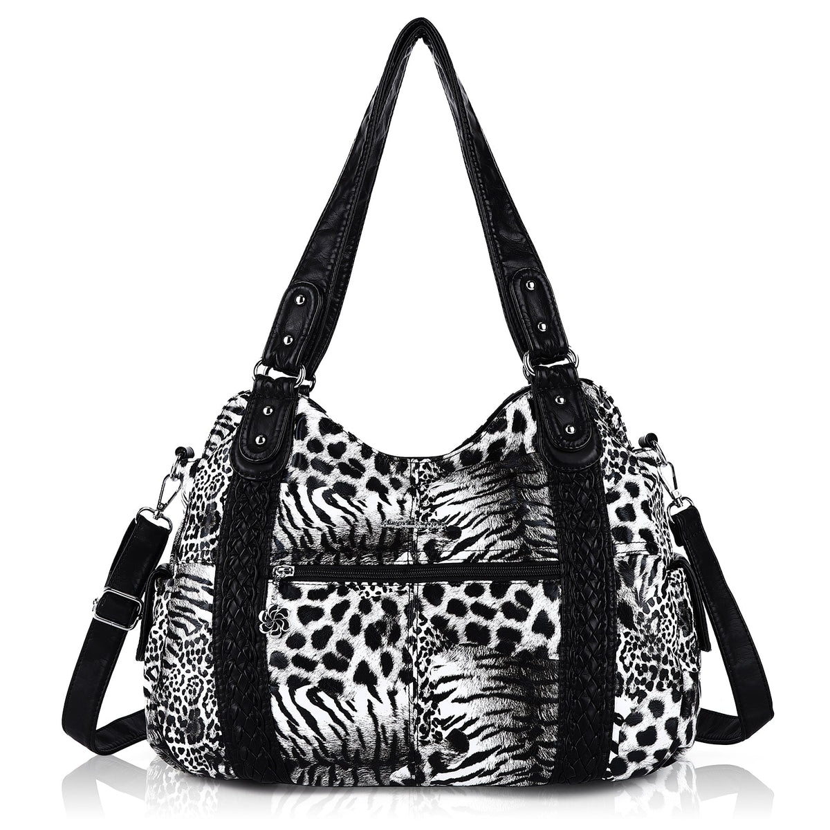 Vintage Leopard Vegan Leather Shoulder Tote
