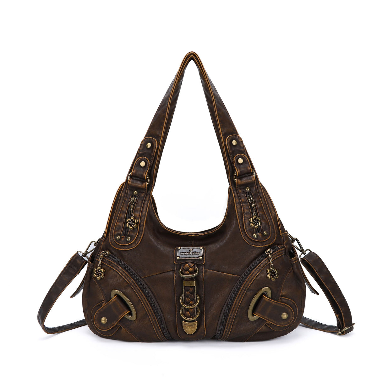 Heritage Braided Buckle Vegan Leather Hobo Bag