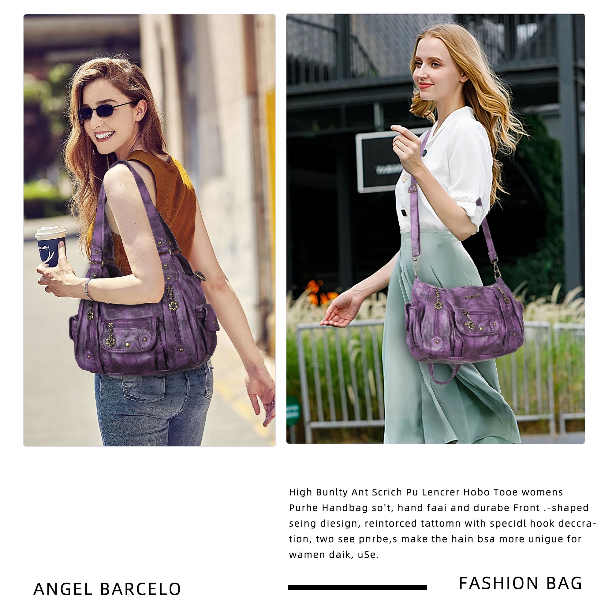 Vintage Washed Tie-Dye Multi-Pocket Shoulder Bag