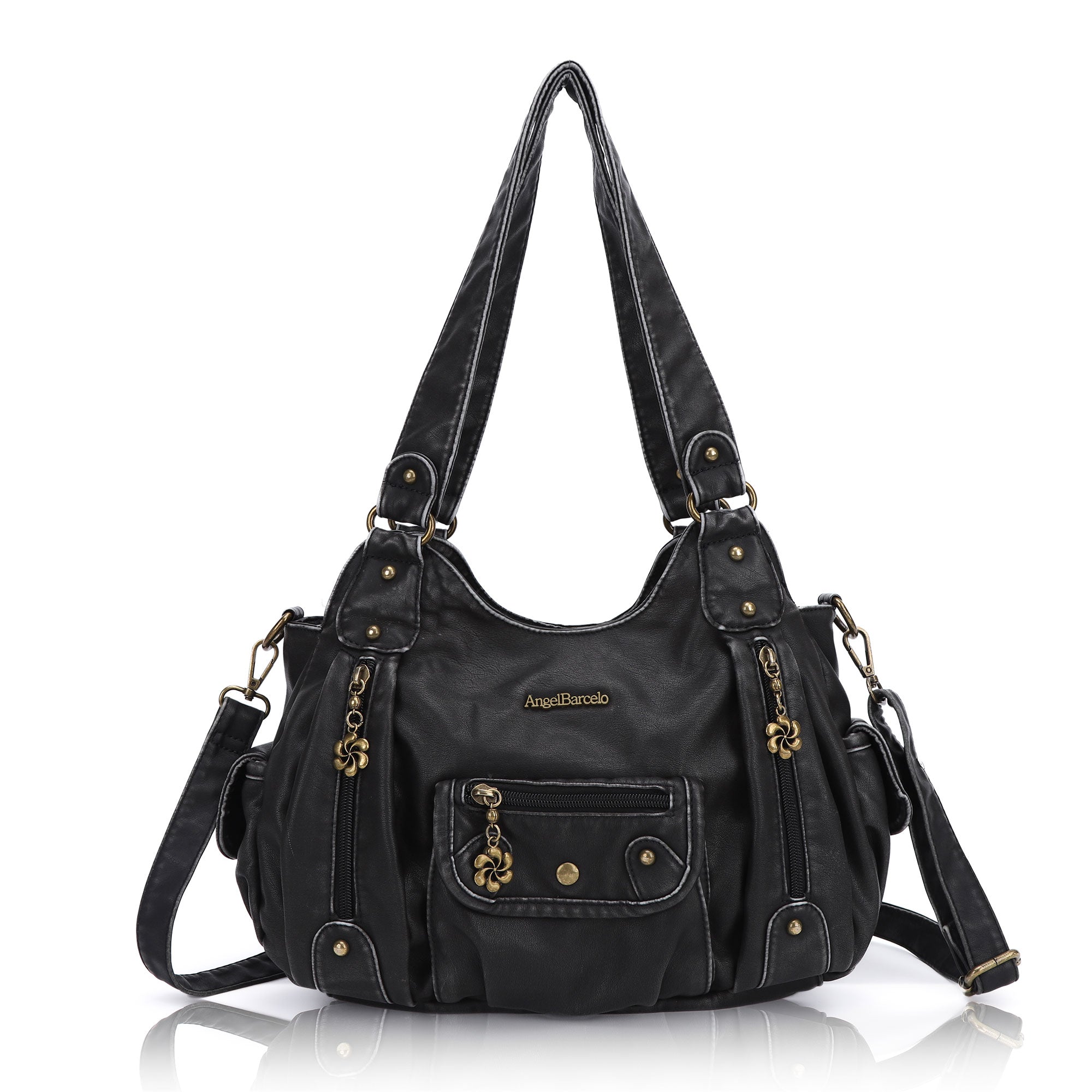 Vintage Old-Washed PU Leather Women’s Shoulder Tote Bag