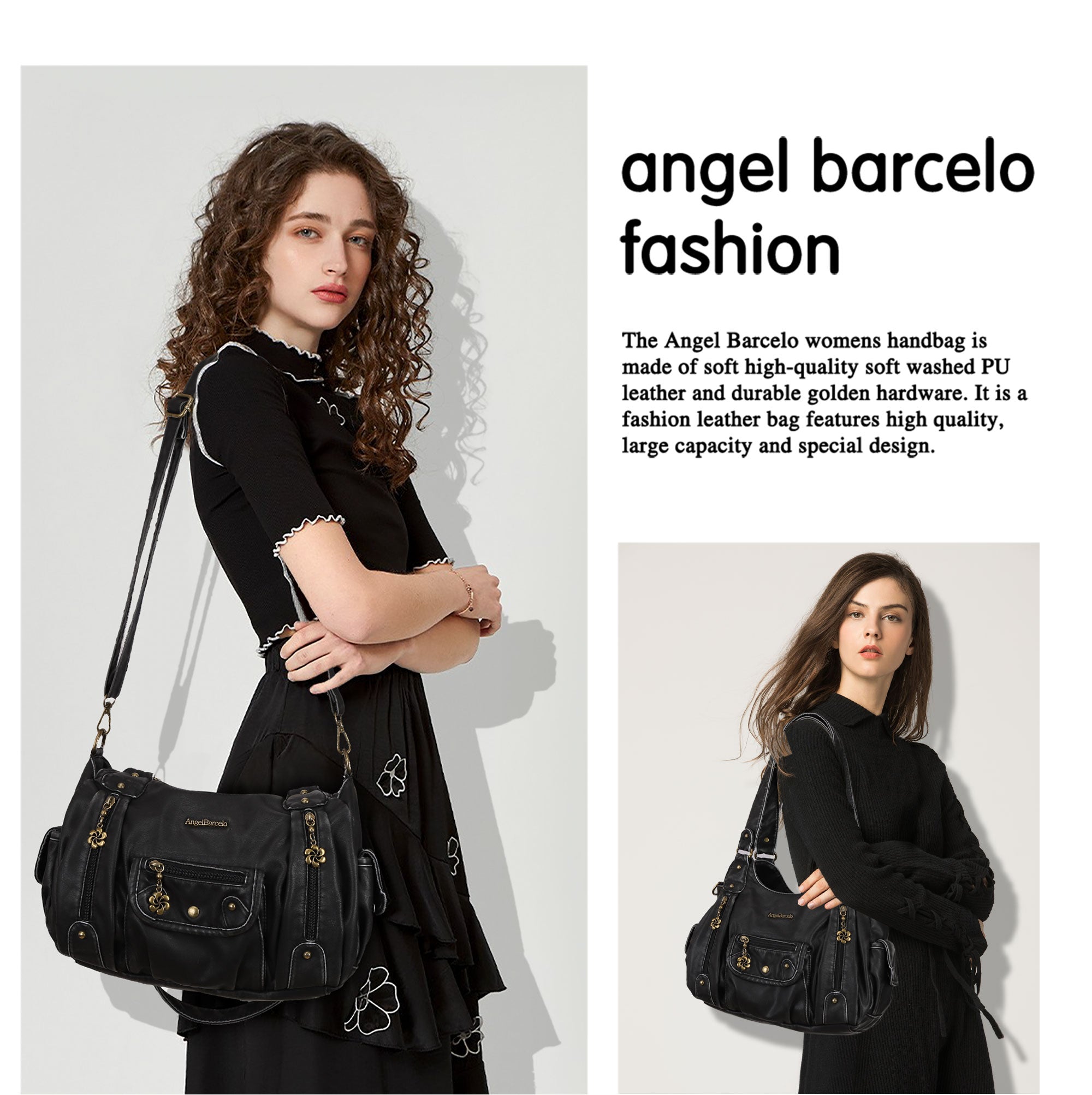 Vintage Old-Washed PU Leather Women’s Shoulder Tote Bag