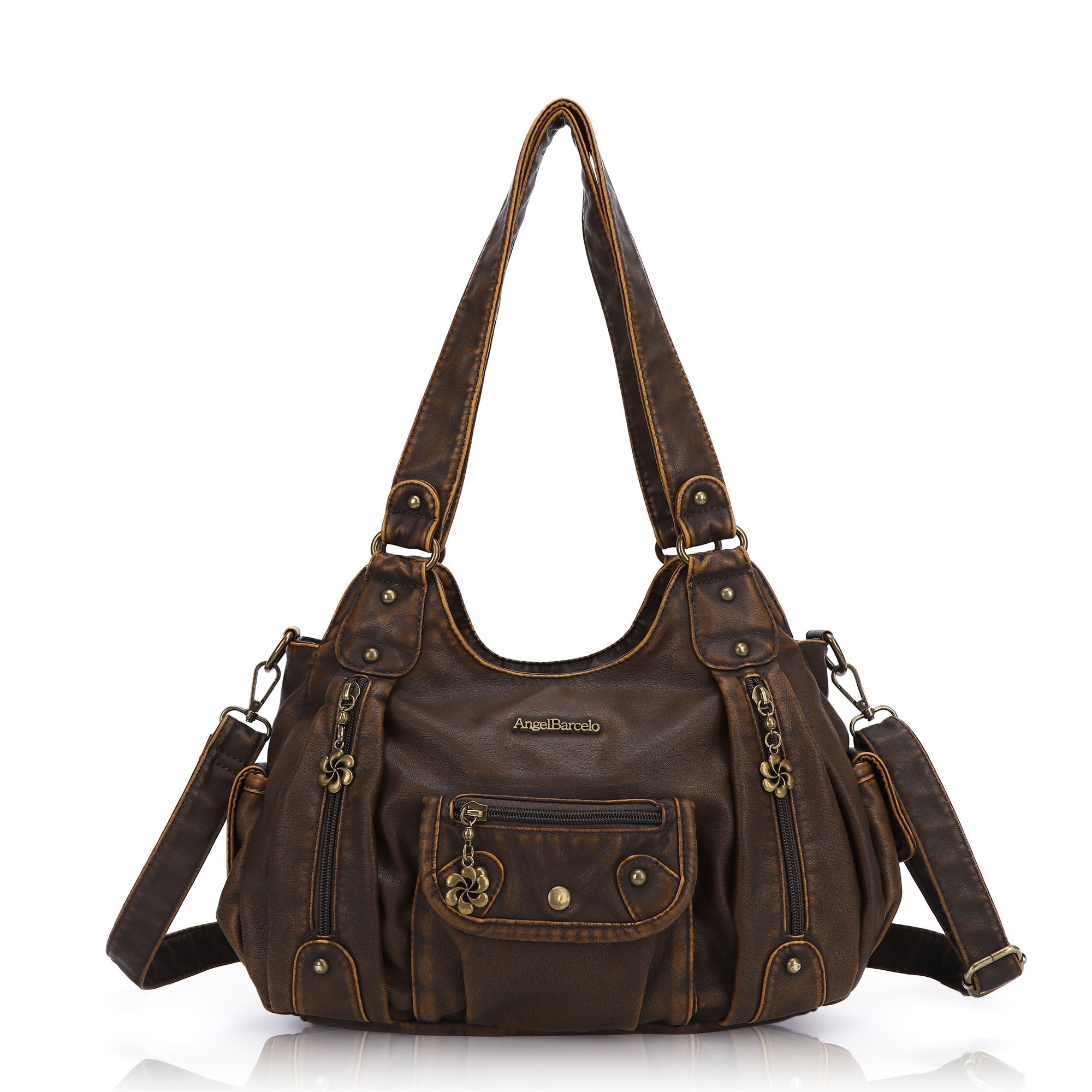 Vintage Old-Washed PU Leather Women’s Shoulder Tote Bag