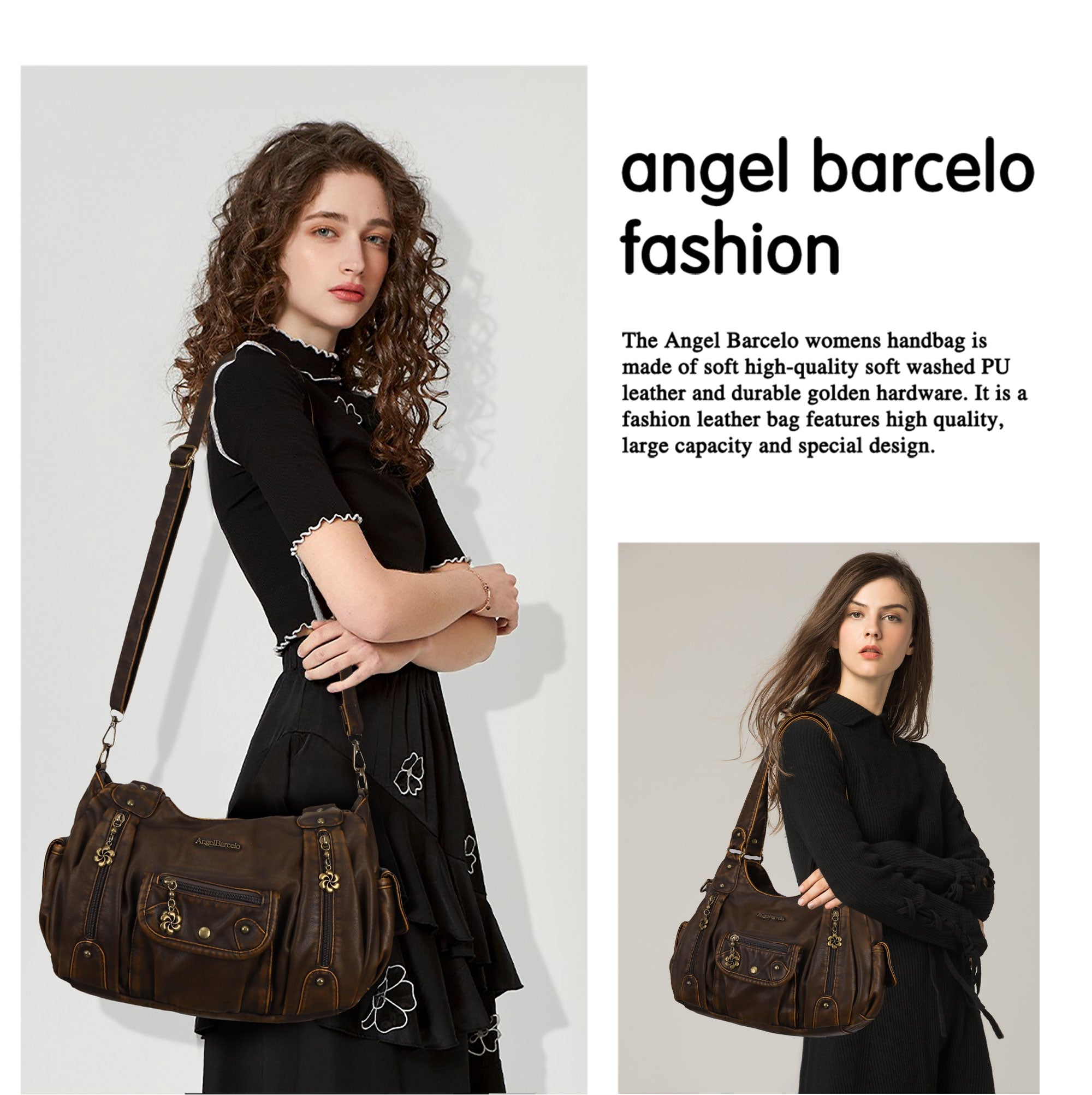 Vintage Old-Washed PU Leather Women’s Shoulder Tote Bag