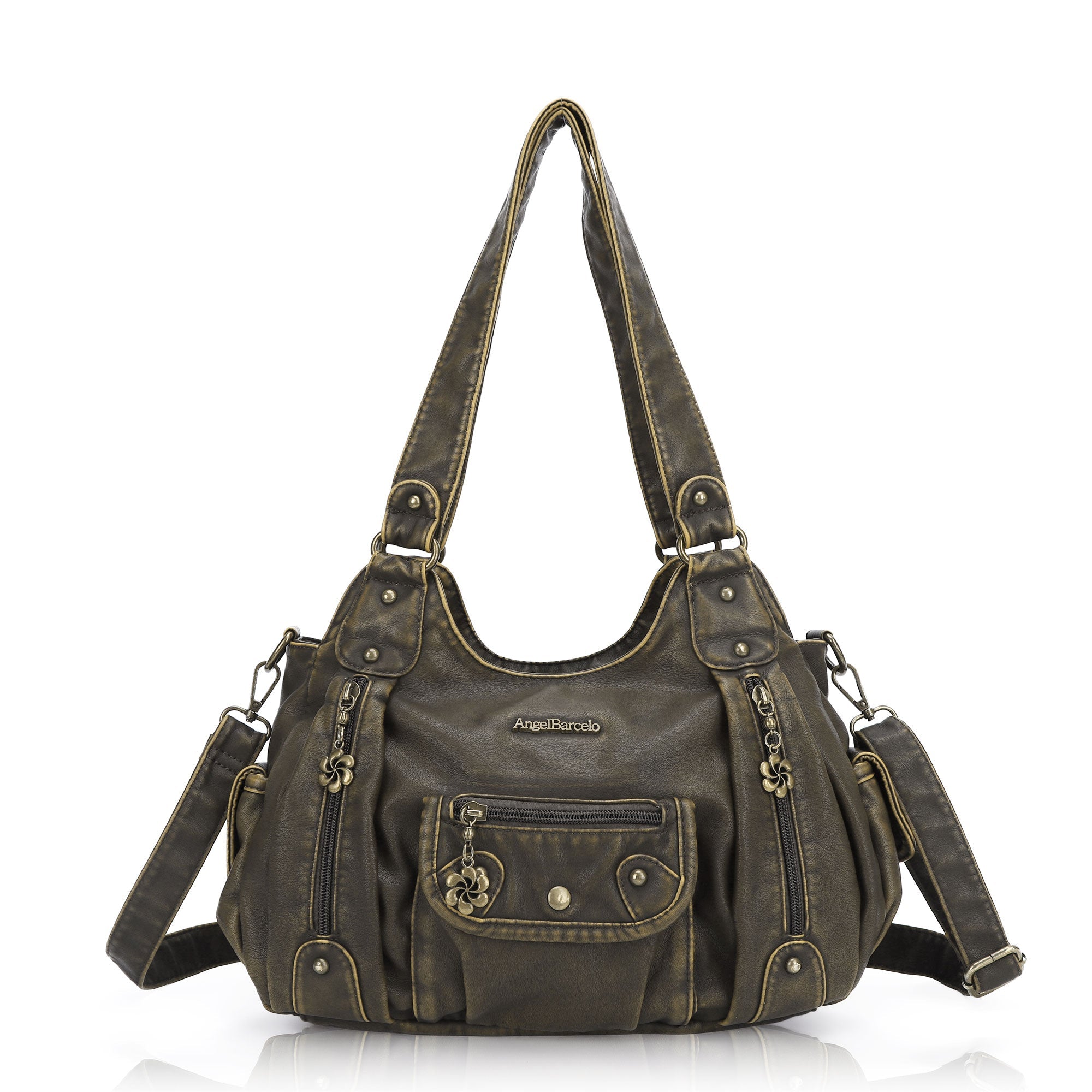 Vintage Old-Washed PU Leather Women’s Shoulder Tote Bag