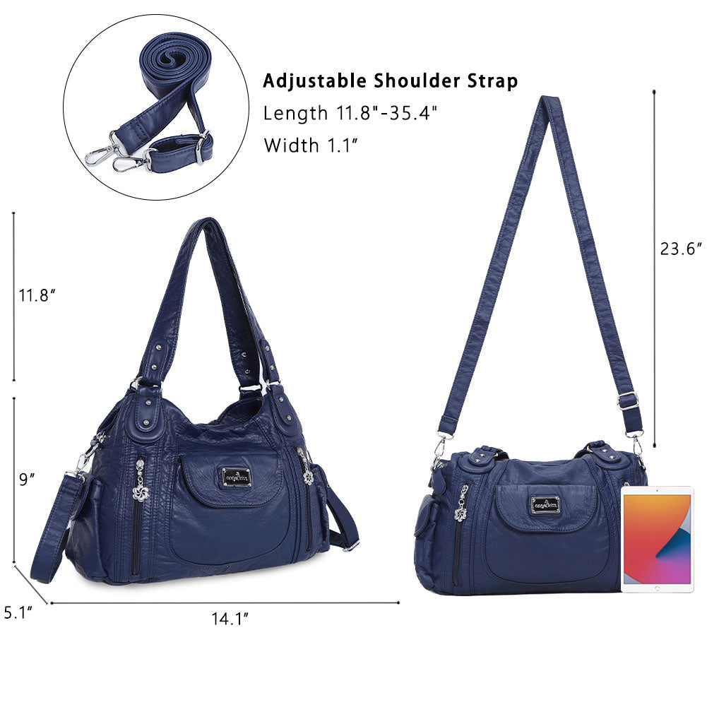 Women Handbag With High Quality Washed PU Multi Purpose Tote Bag