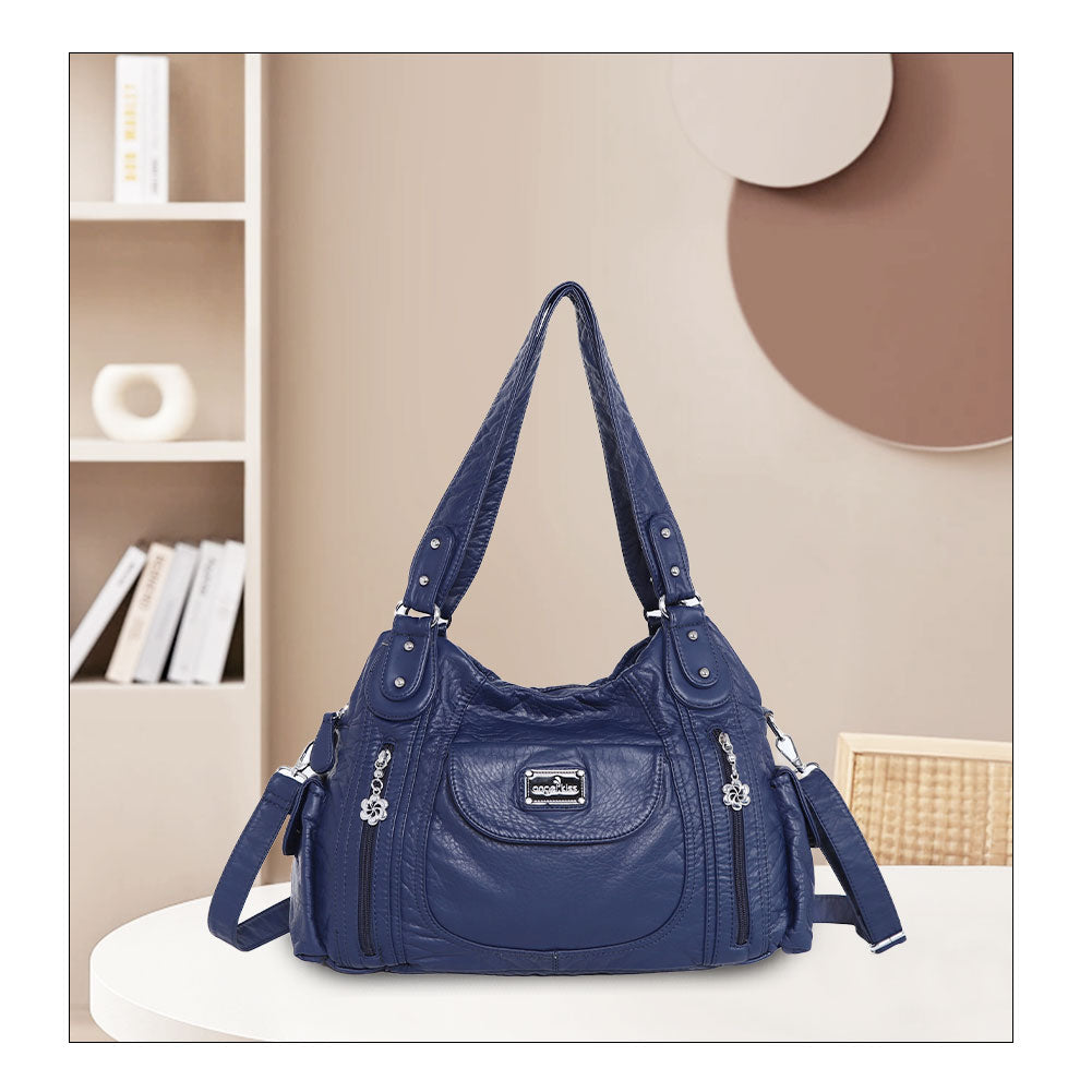 Women Handbag With High Quality Washed PU Multi Purpose Tote Bag