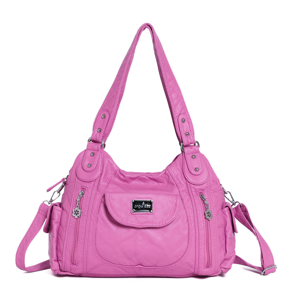 Women Handbag With High Quality Washed PU Multi Purpose Tote Bag