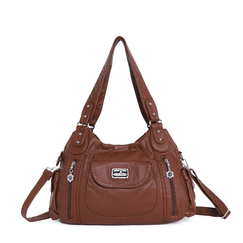 Women Handbag With High Quality Washed PU Multi Purpose Tote Bag