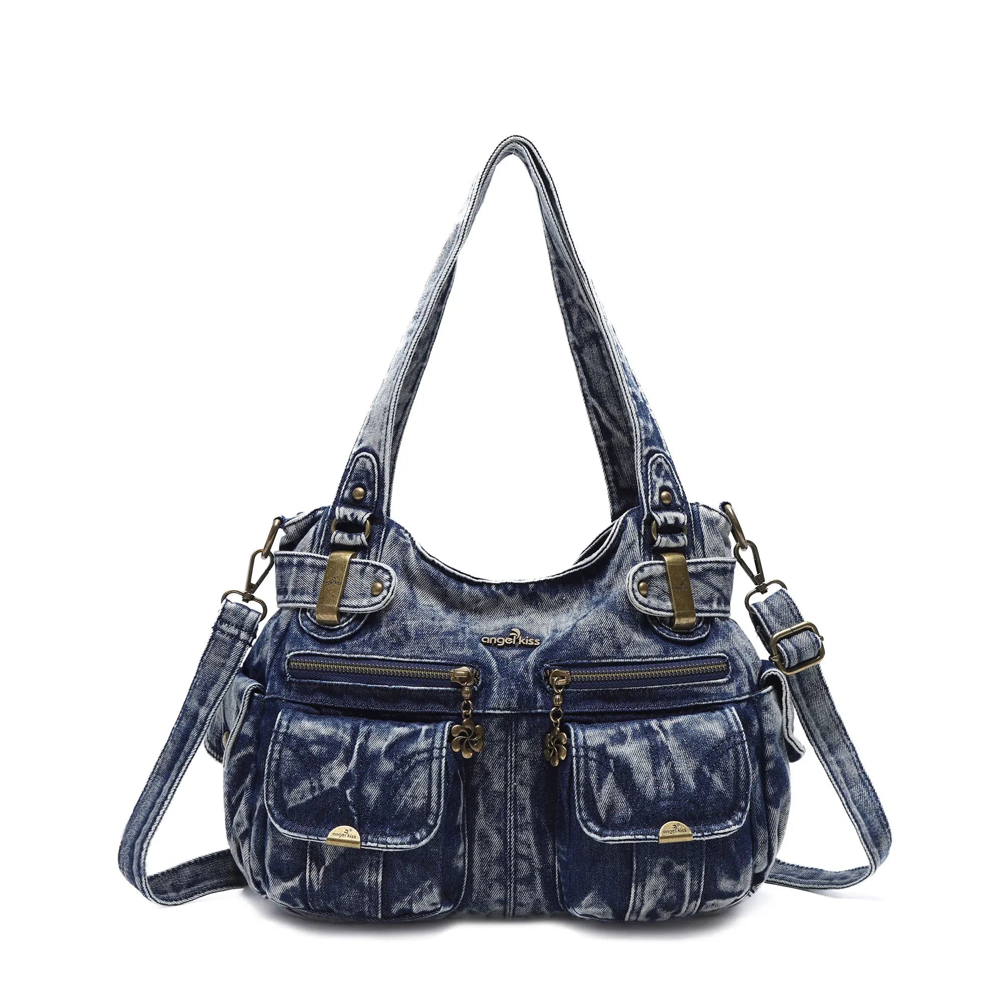 Textured Multi-Pocket Shoulder Bag