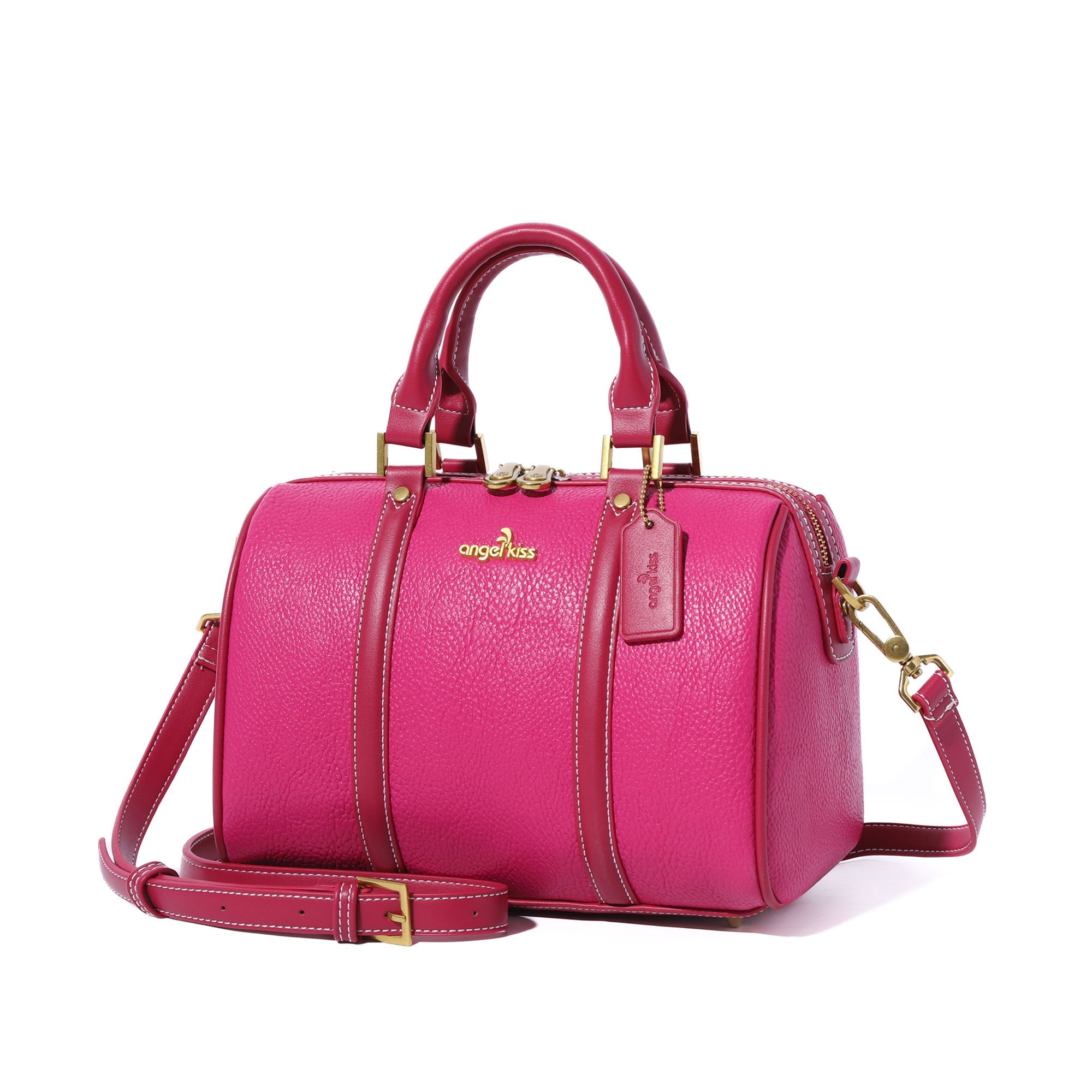 Plaid Medium Boston Satchel Crossbody Bag with Top Handles