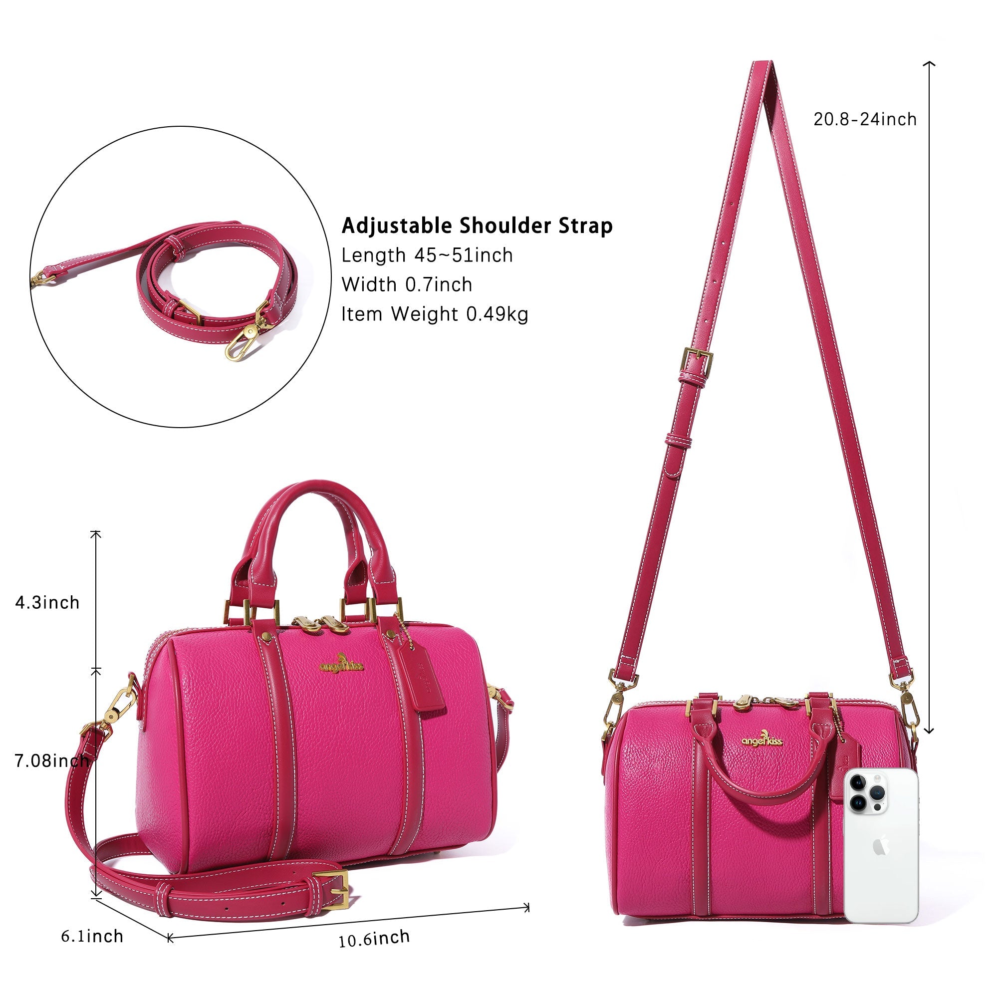 Plaid Medium Boston Satchel Crossbody Bag with Top Handles