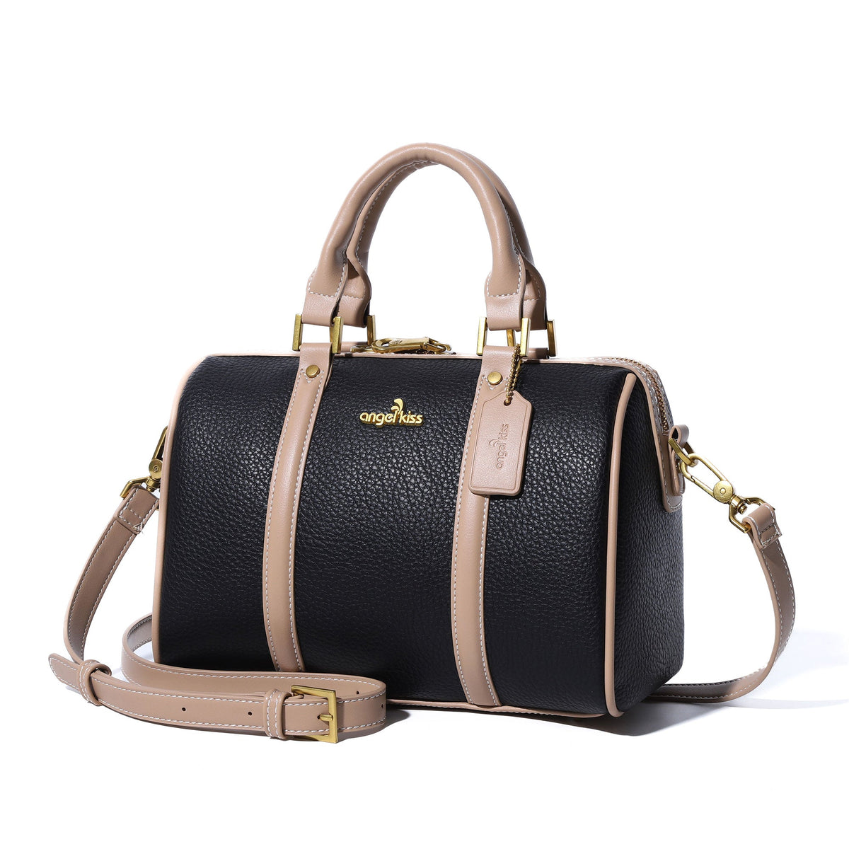 Plaid Medium Boston Satchel Crossbody Bag with Top Handles