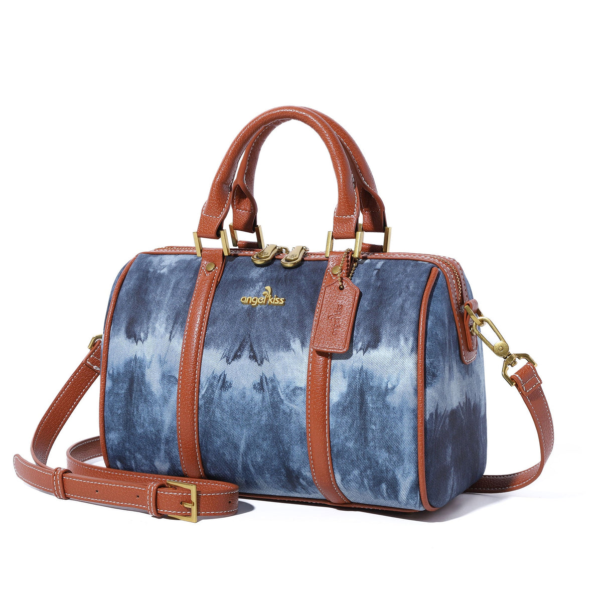 Plaid Medium Boston Satchel Crossbody Bag with Top Handles
