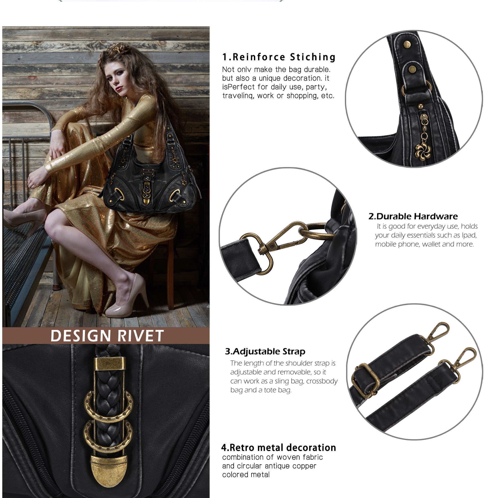 Heritage Braided Buckle Vegan Leather Hobo Bag