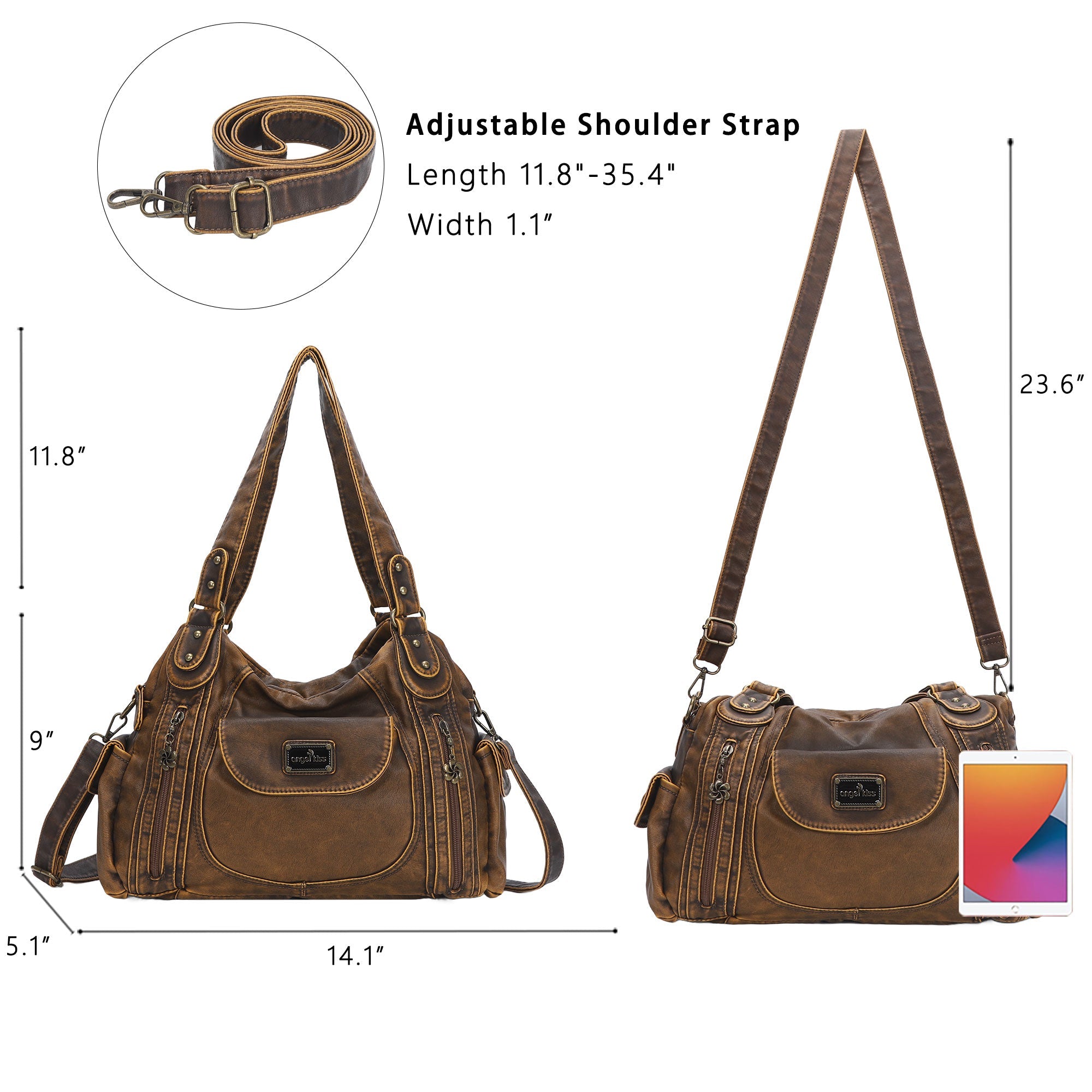 Women Handbag With High Quality Washed PU Multi Purpose Tote Bag