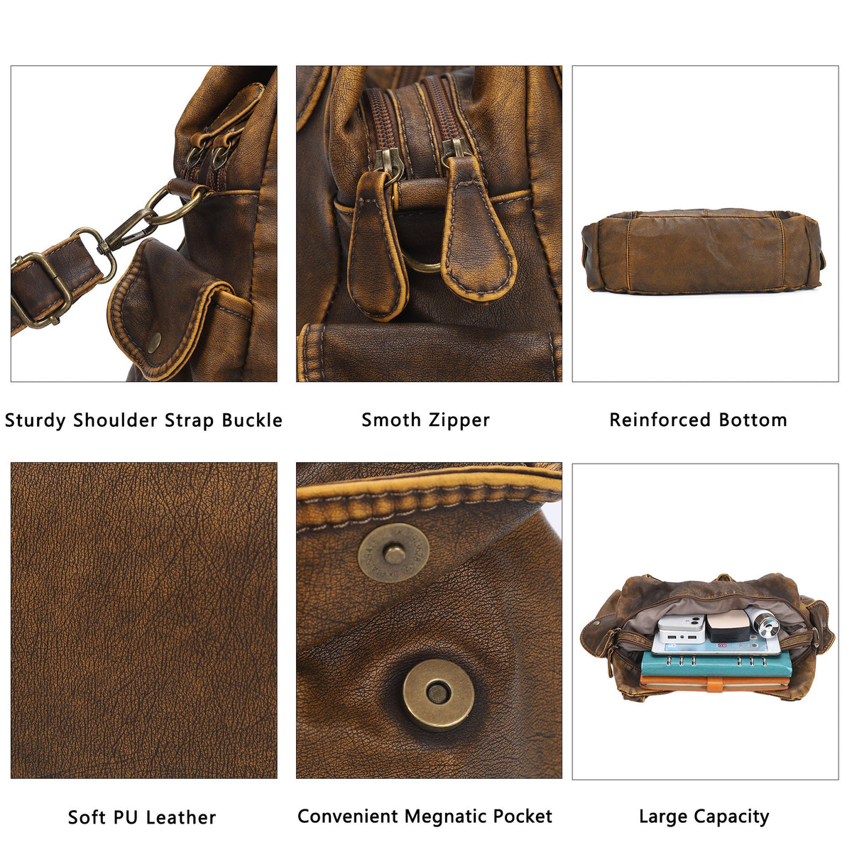 Women Handbag With High Quality Washed PU Multi Purpose Tote Bag