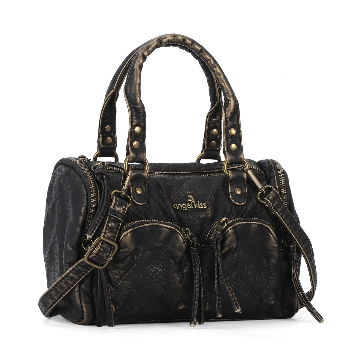 Lightweight Everyday Rivet Top Handle Satchel Crossbody Bag